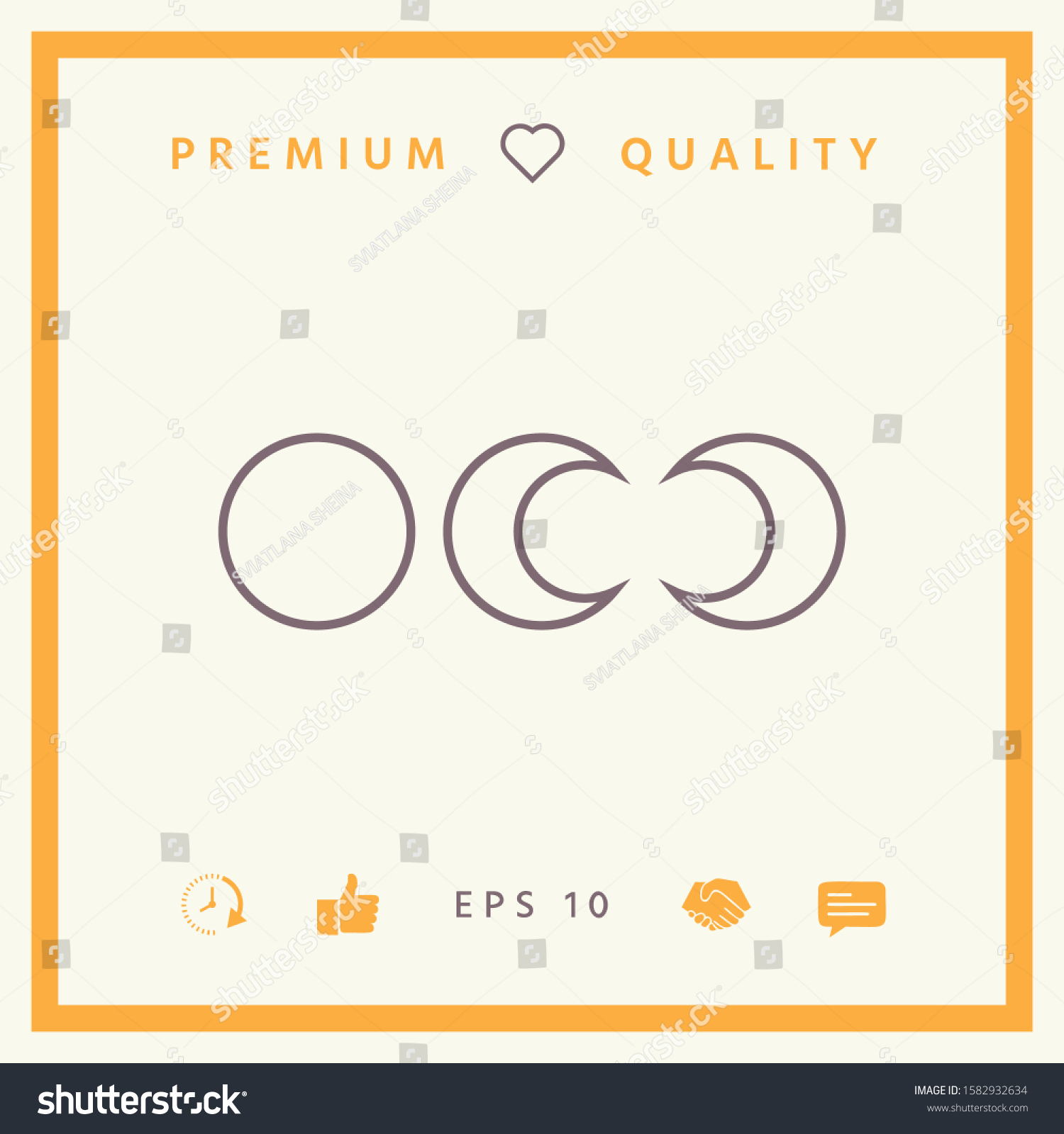 Phases of the moon - line icons. Graphic - Royalty Free Stock Vector ...