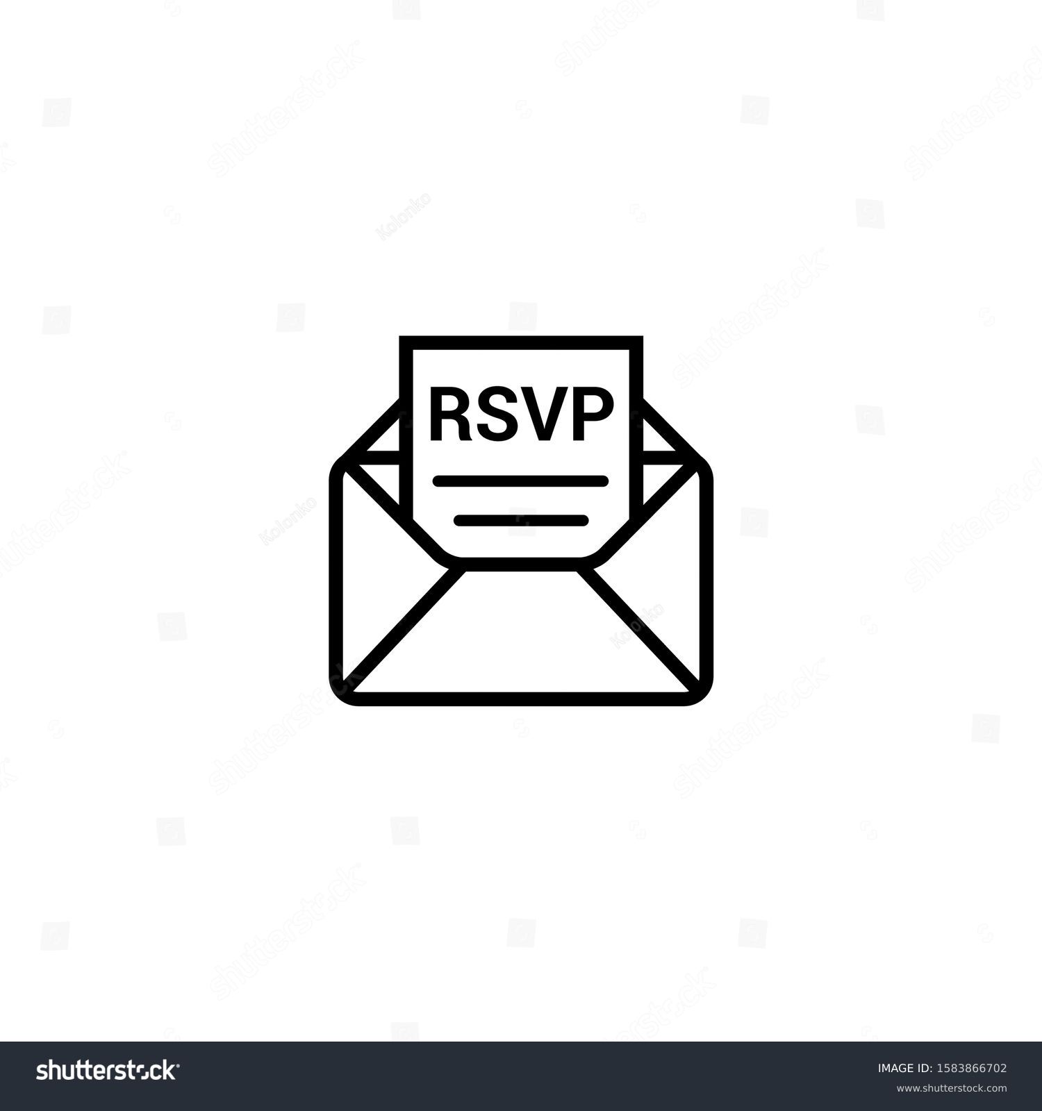 RSVP icon envelope date stamp vector invitation. rsvp message envelope. #1583866702
