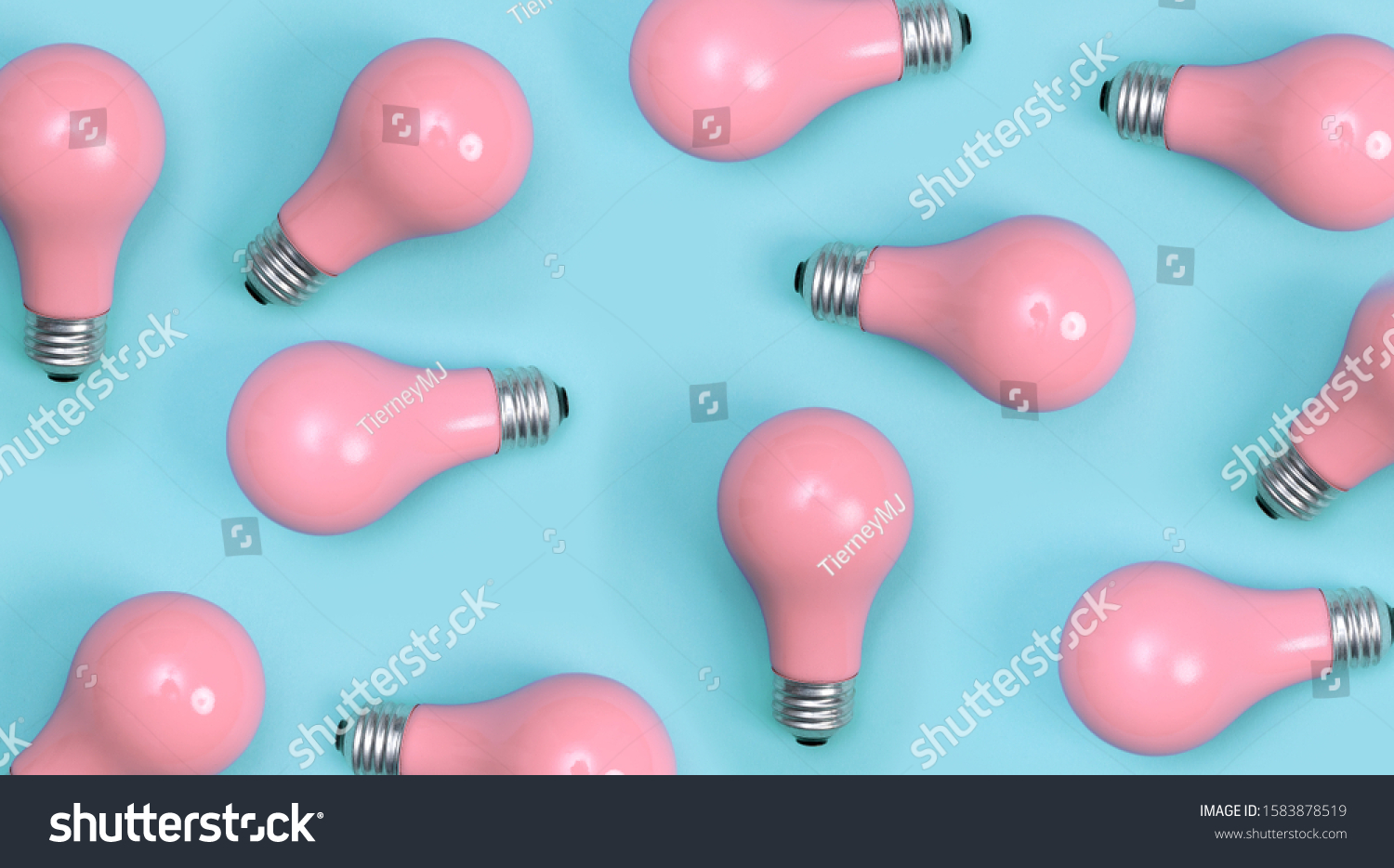Pink painted lightbulbs on a blue background #1583878519