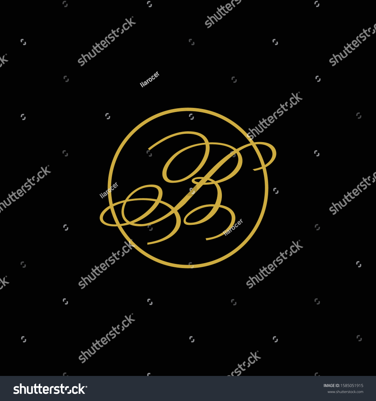 Initial Letter B Circle Script Logo Gold Color - Royalty Free Stock ...