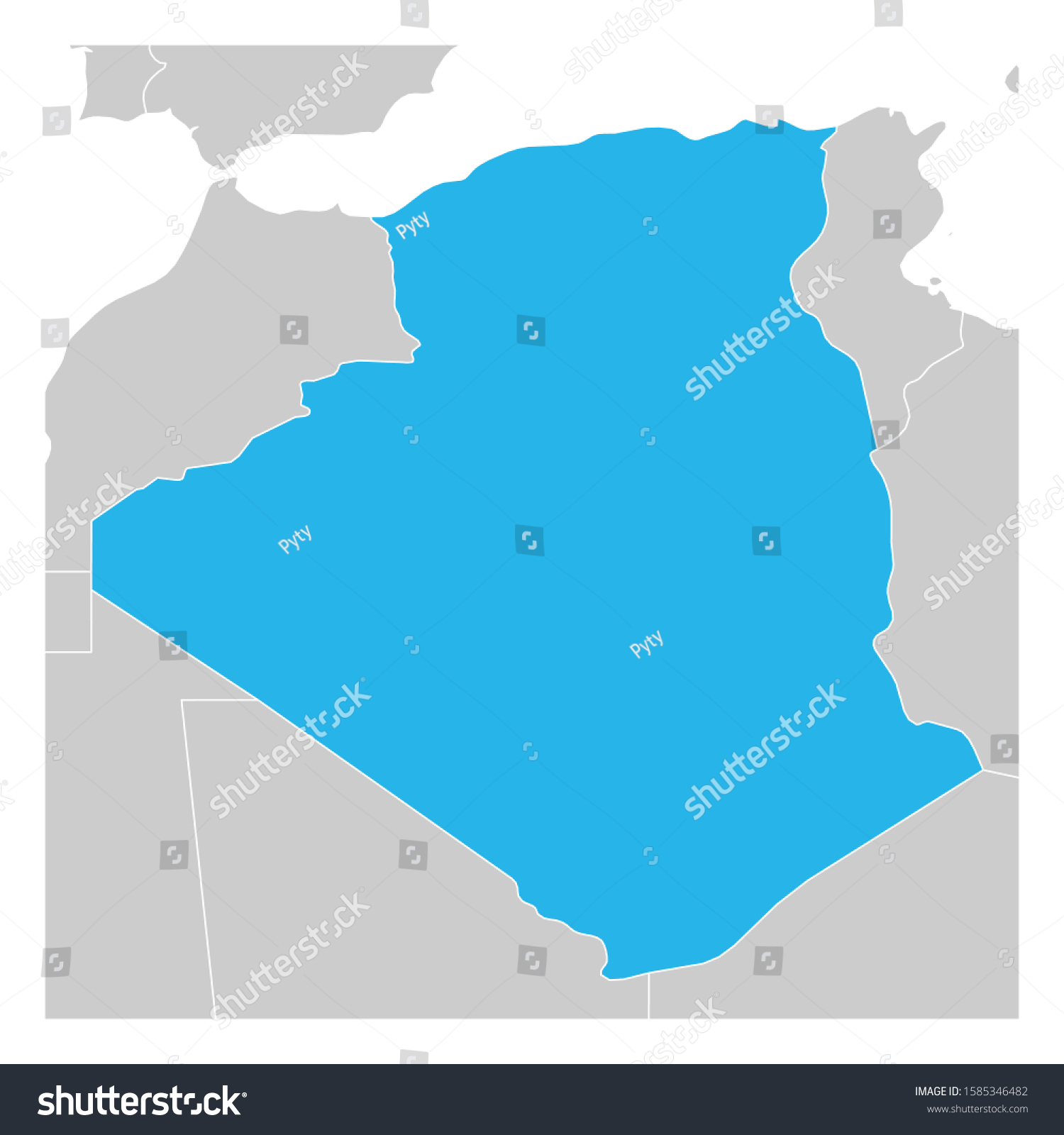 Map of Algeria green highlighted with neighbor - Royalty Free Stock ...