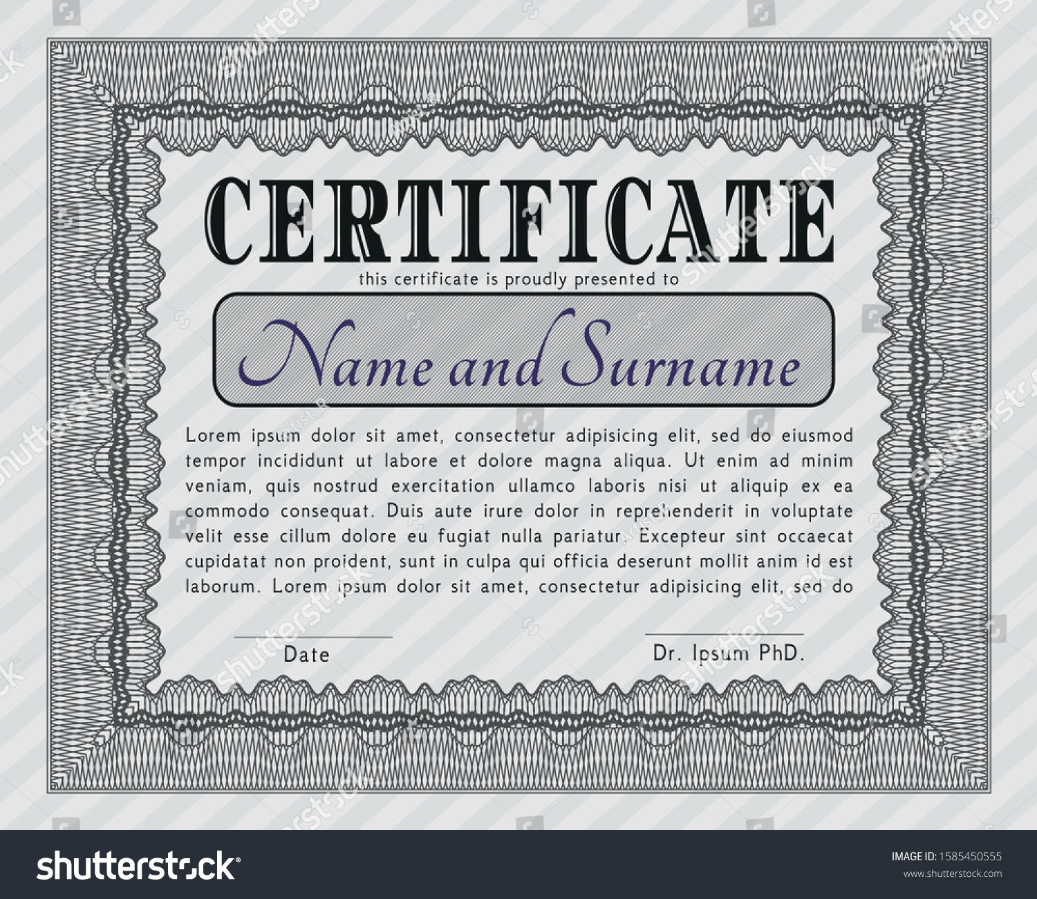 Grey Certificate or diploma template. With - Royalty Free Stock Vector ...