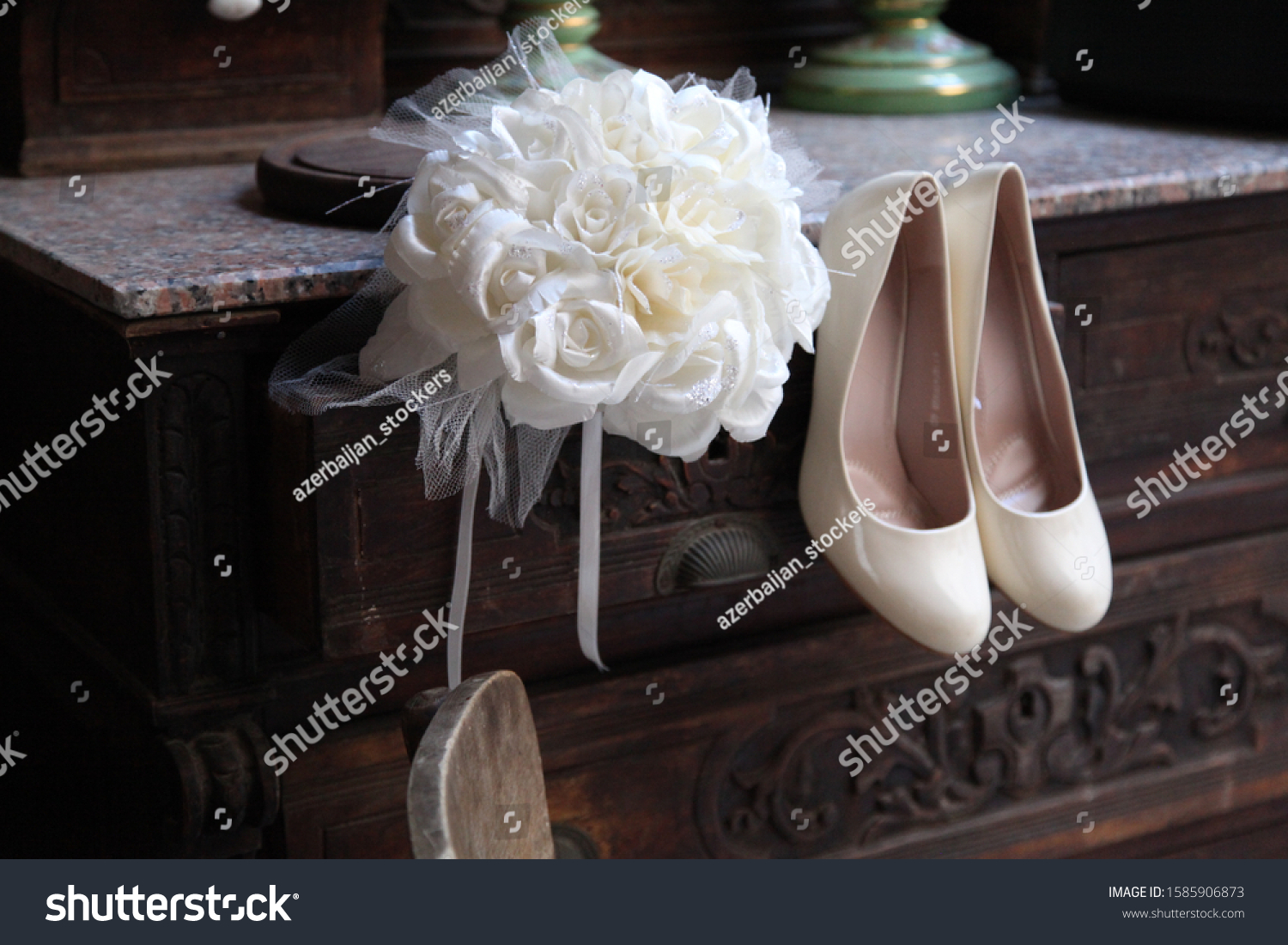 bridal flower and bridal shoes #1585906873