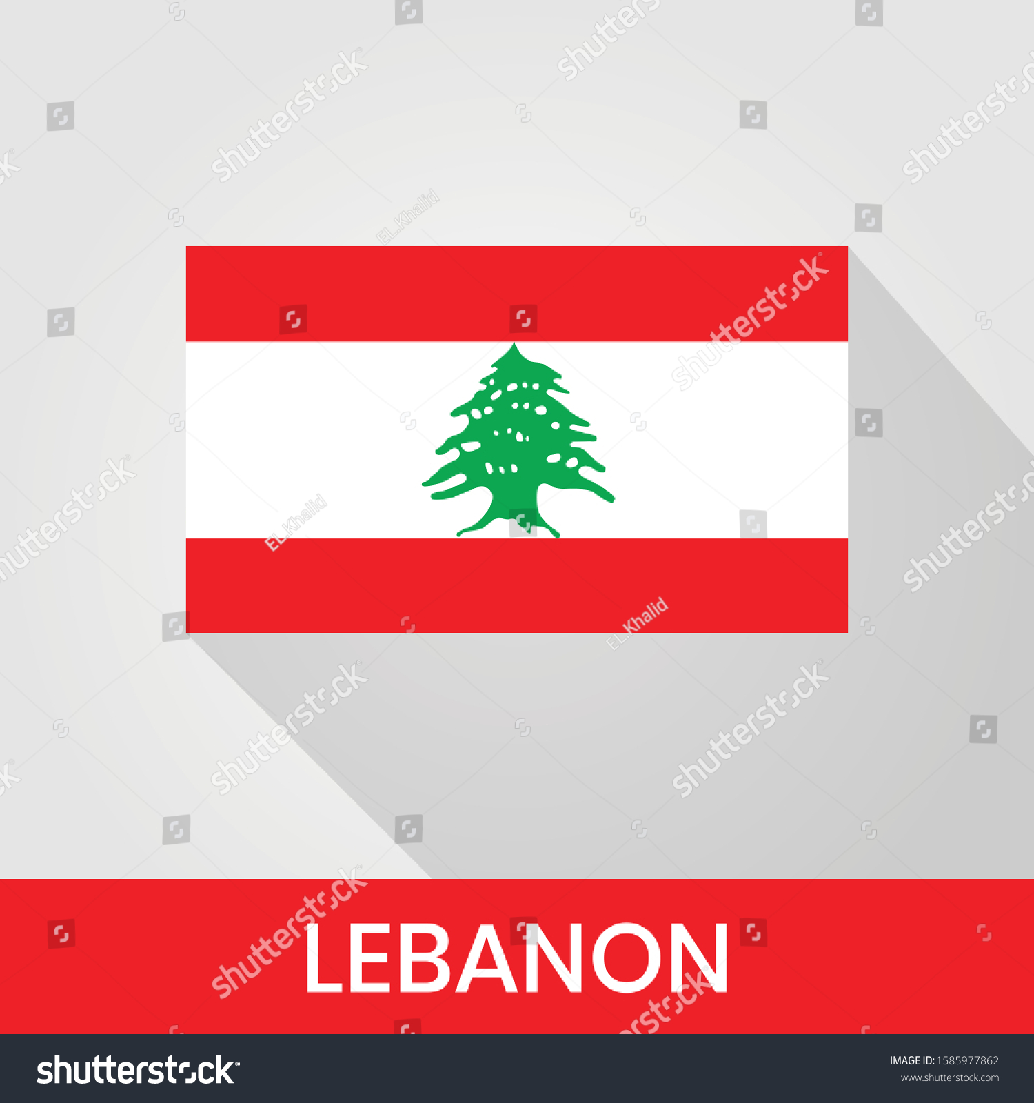 Flag of The Lebanon With Shadow - Royalty Free Stock Vector 1585977862 ...