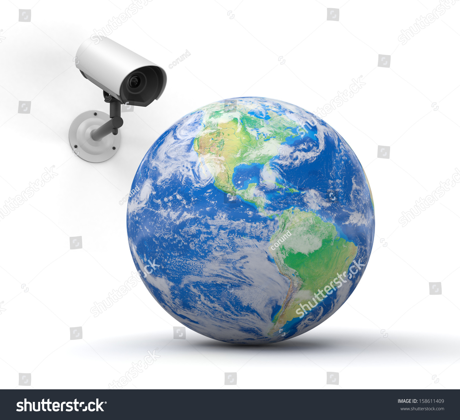 security camera and globe. Earth map provided by NASA #158611409
