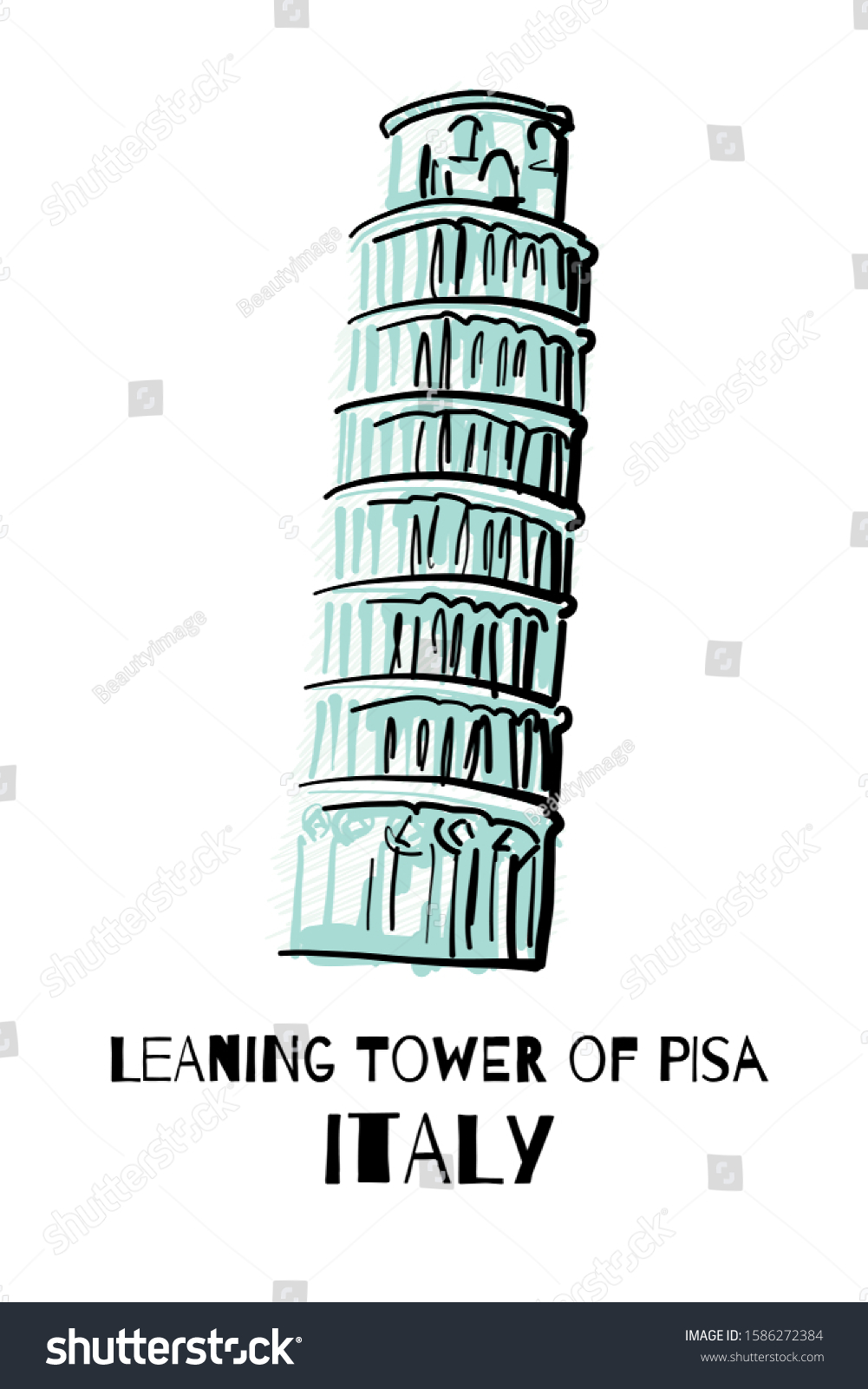 Drawing Sketch Illustration Of Italian Landmark - Royalty Free Stock 