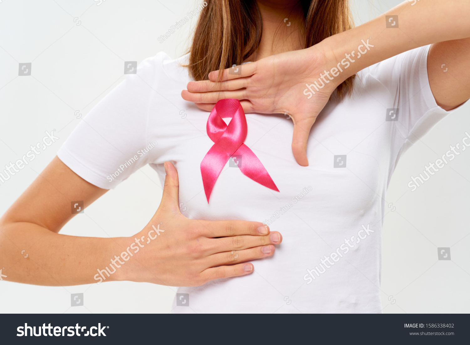 woman with ribbon charity foundation health care care #1586338402