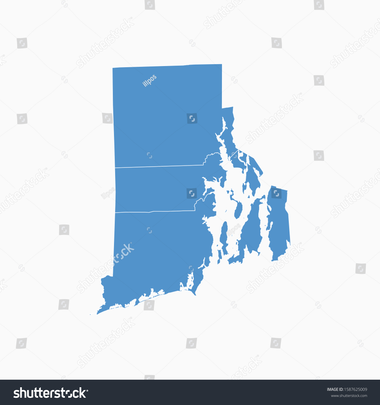 Rhode Island map blue color. USA state Rhode - Royalty Free Stock ...