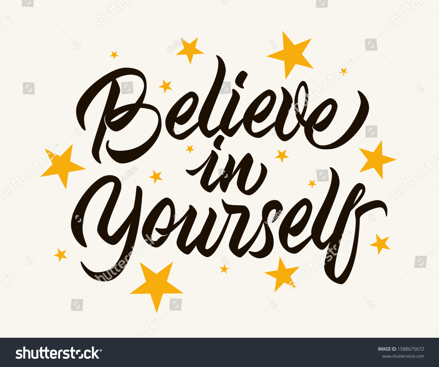 Believe in Yourself - hand lettering with yellow - Royalty Free Stock ...