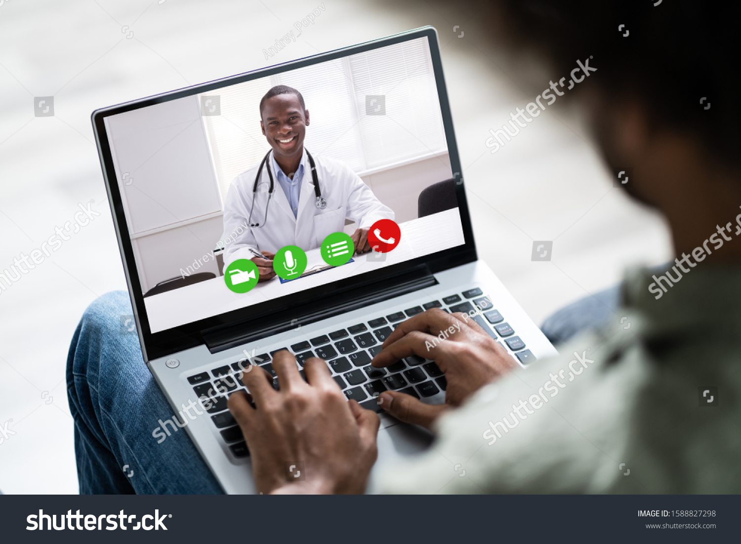 Close-up Of A Man Using Laptop To Communicate With Doctor #1588827298
