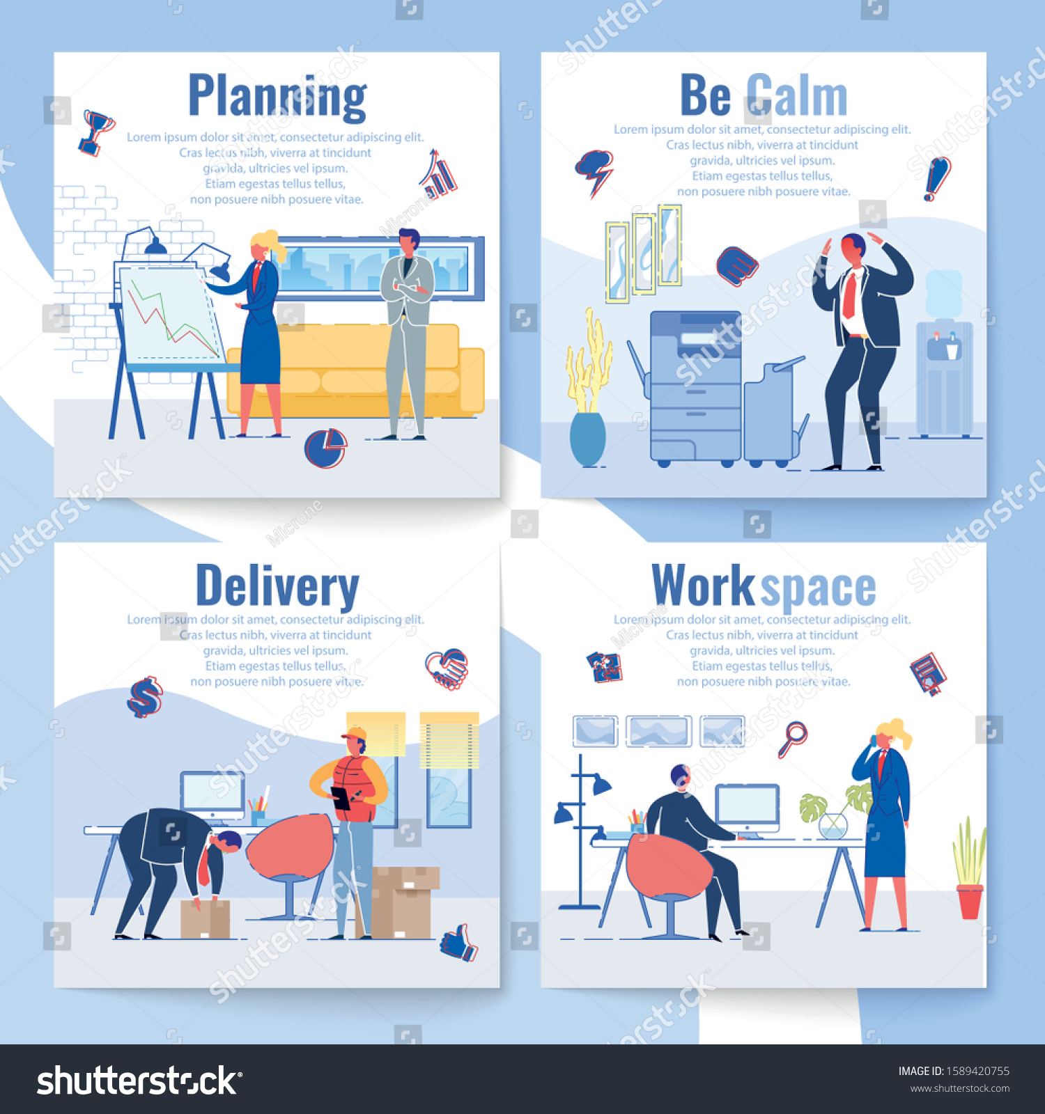 Set Planning, be Calm, Delivery and Work Space. - Royalty Free Stock ...