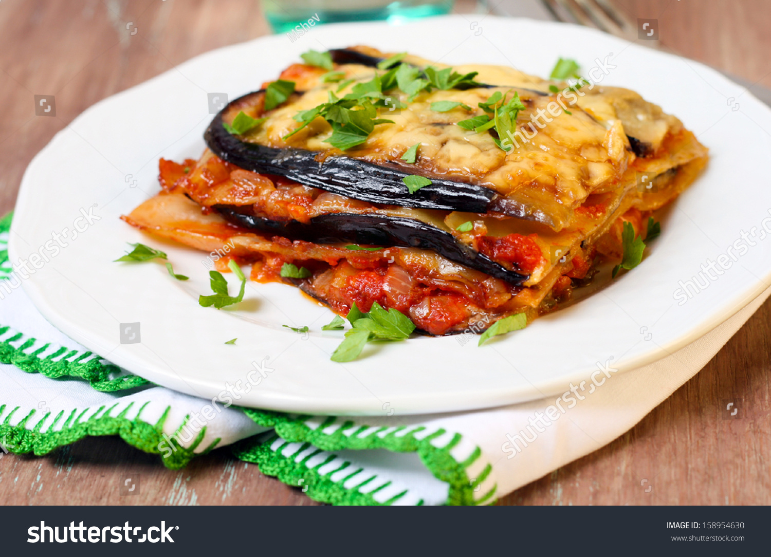 Piece of vegetable lasagna #158954630