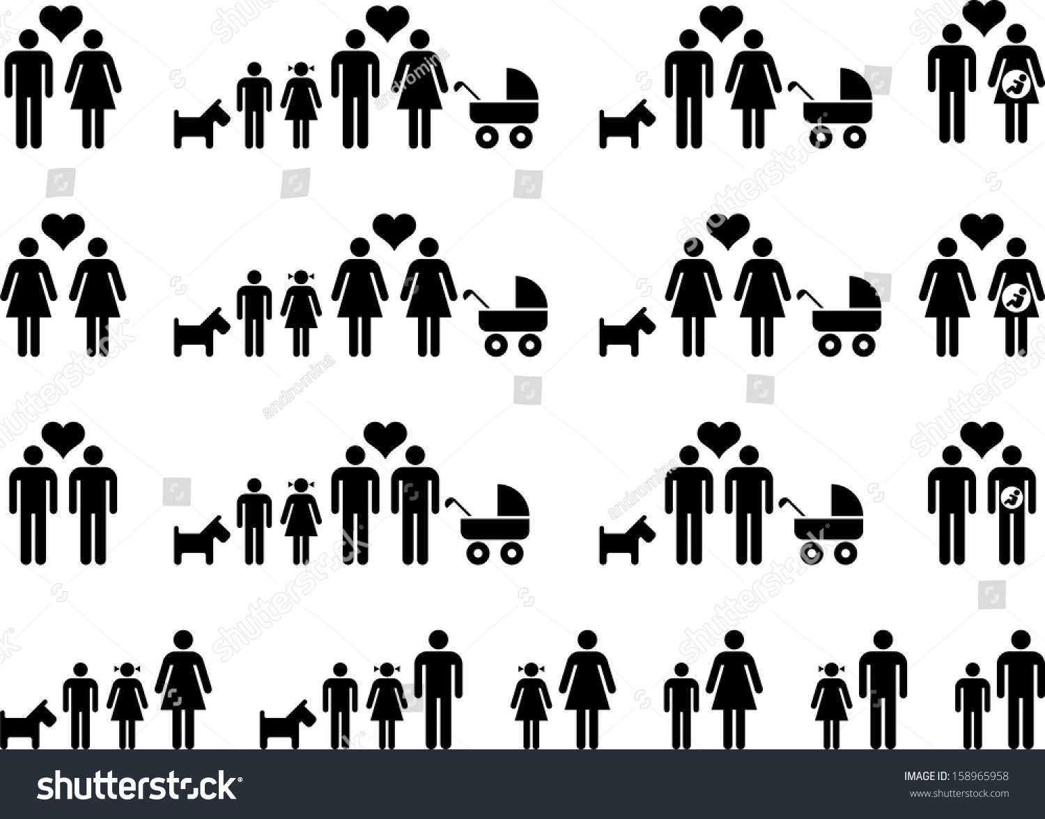 Different types of families - Royalty Free Stock Vector 158965958 ...