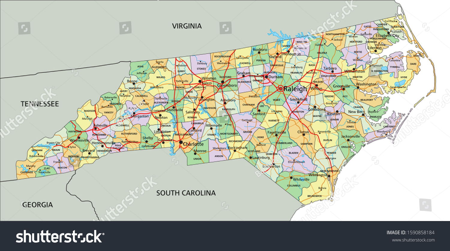 North Carolina - Highly Detailed Editable - Royalty Free Stock Vector ...