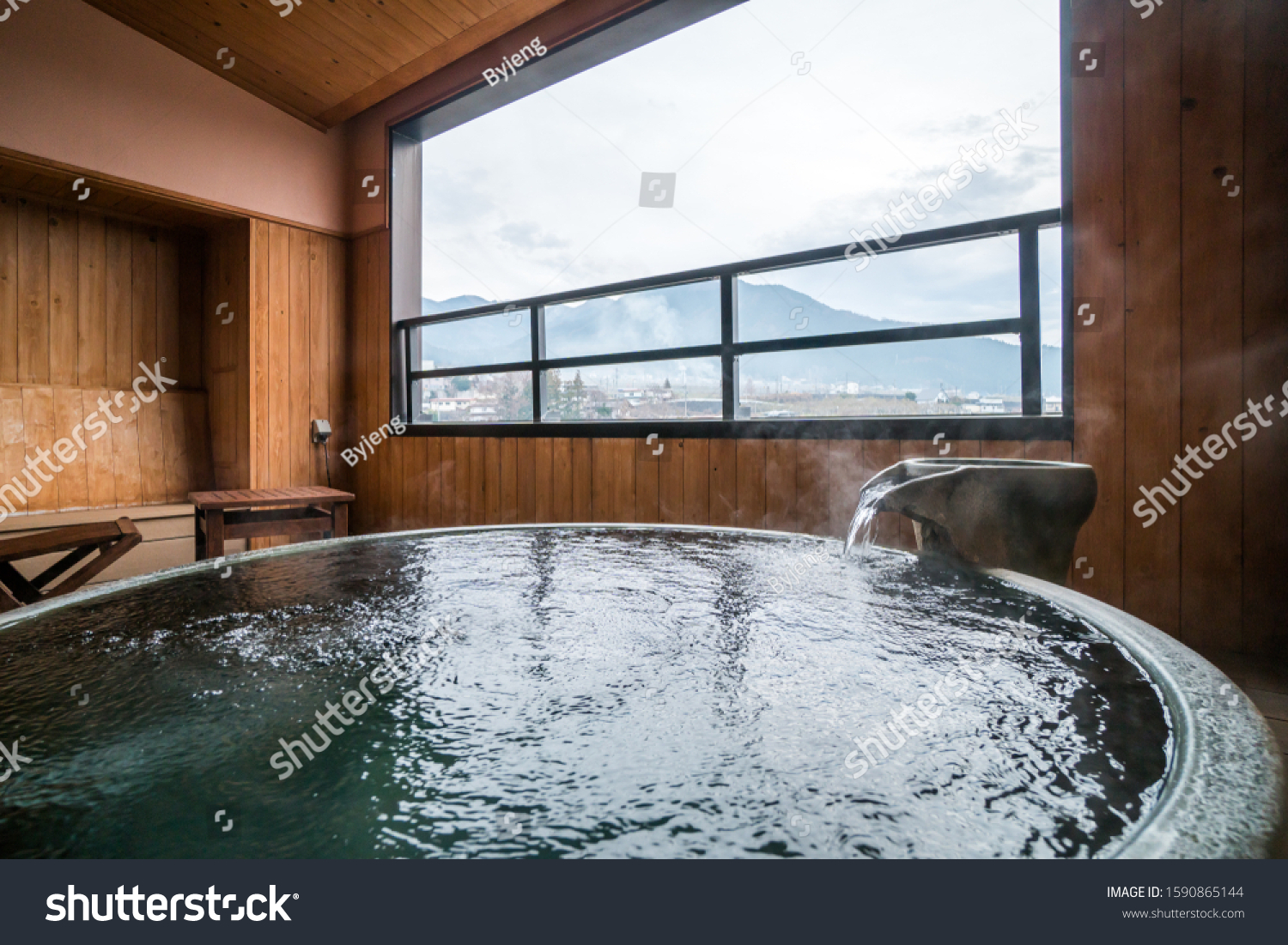 Japanese traditional style shower room named "Onsen", hot spring #1590865144