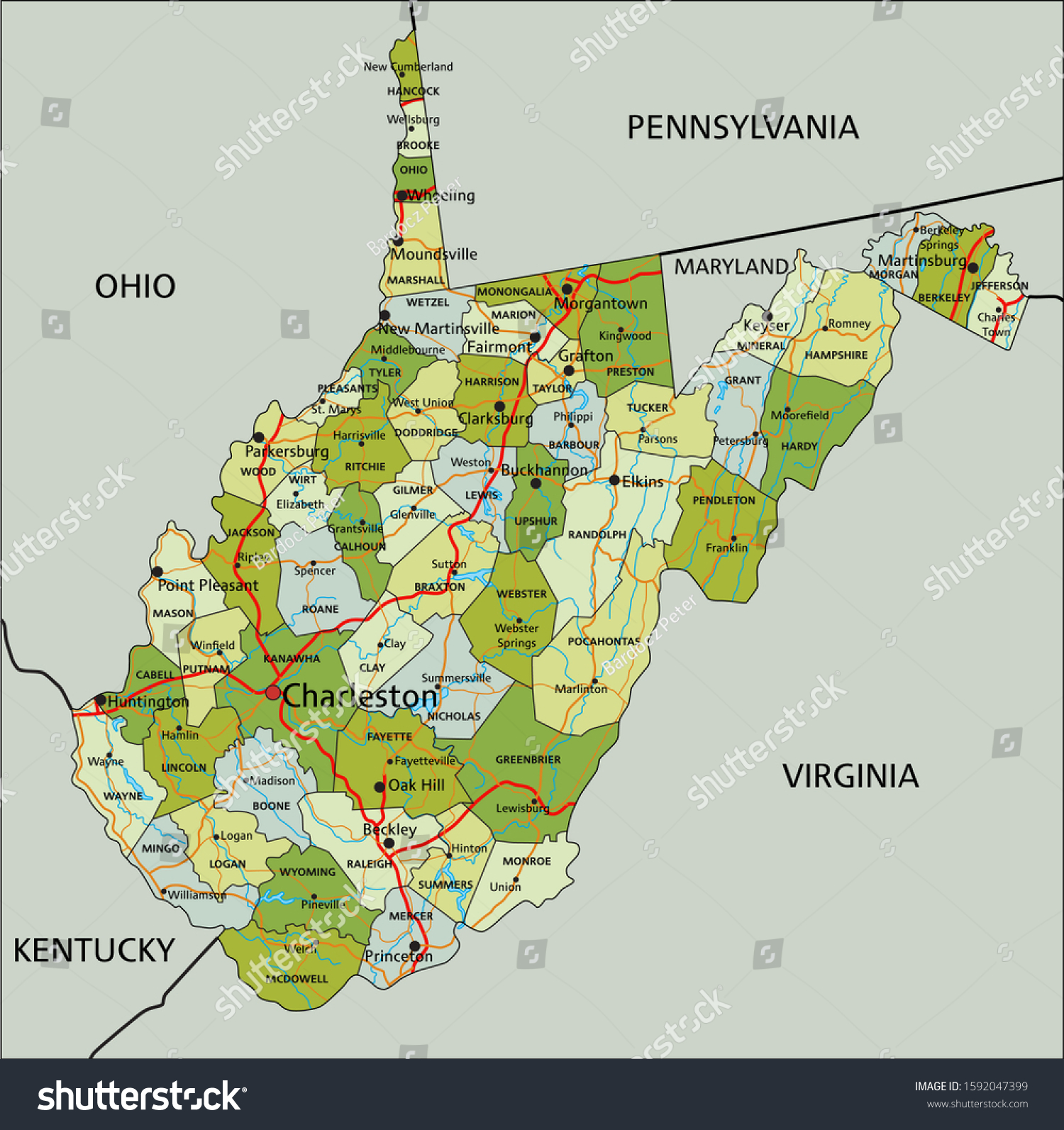 Highly Detailed Editable Political Map With Royalty Free Stock Vector   Avopix 1592047399 