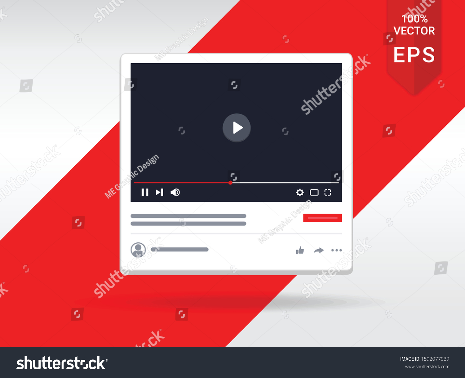 video player screen ui vector template - Royalty Free Stock Vector ...