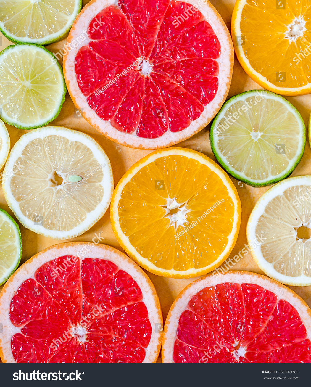 Slices of various citrus fruits #159349262