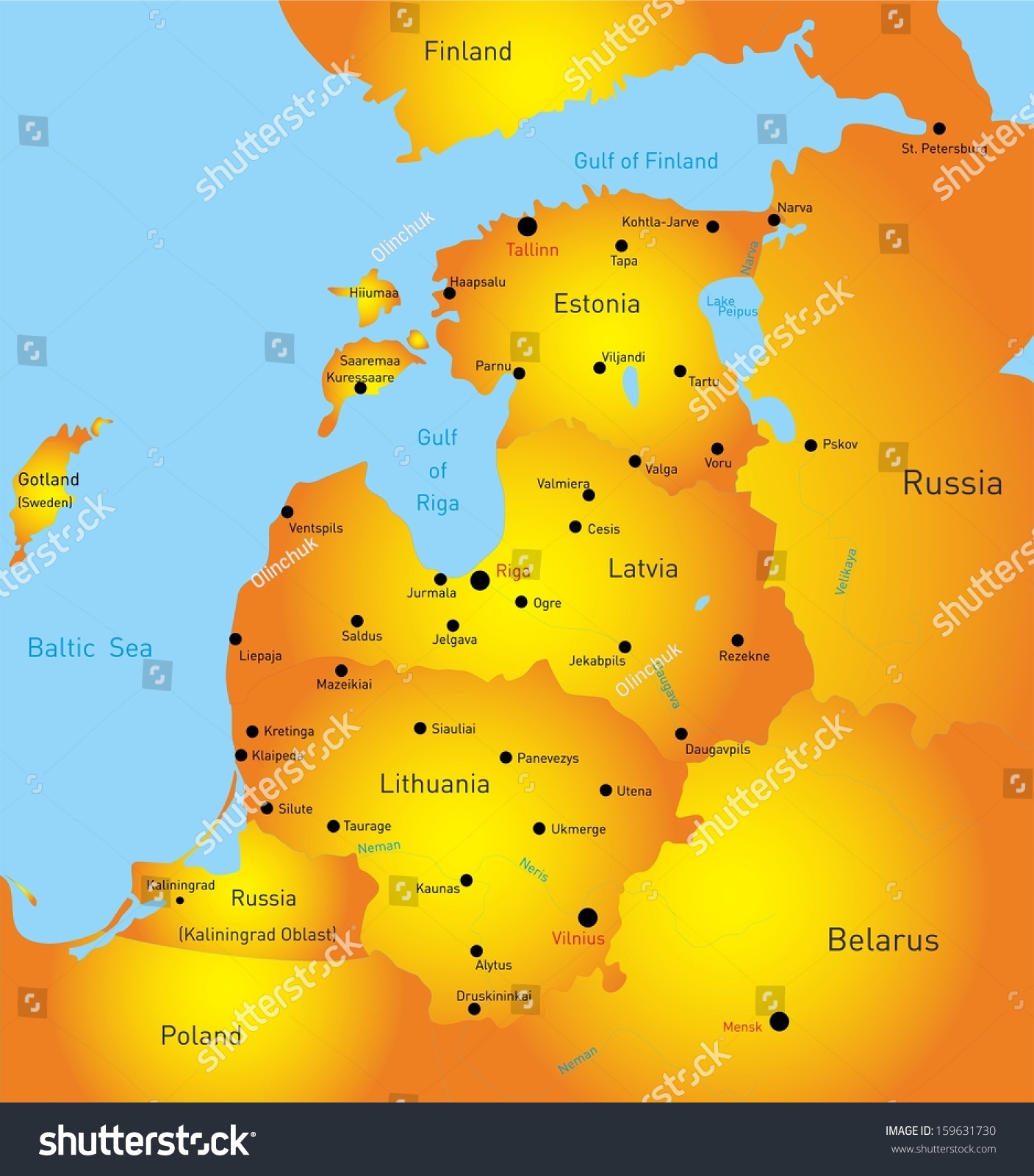 Map of Baltic region countries #159631730