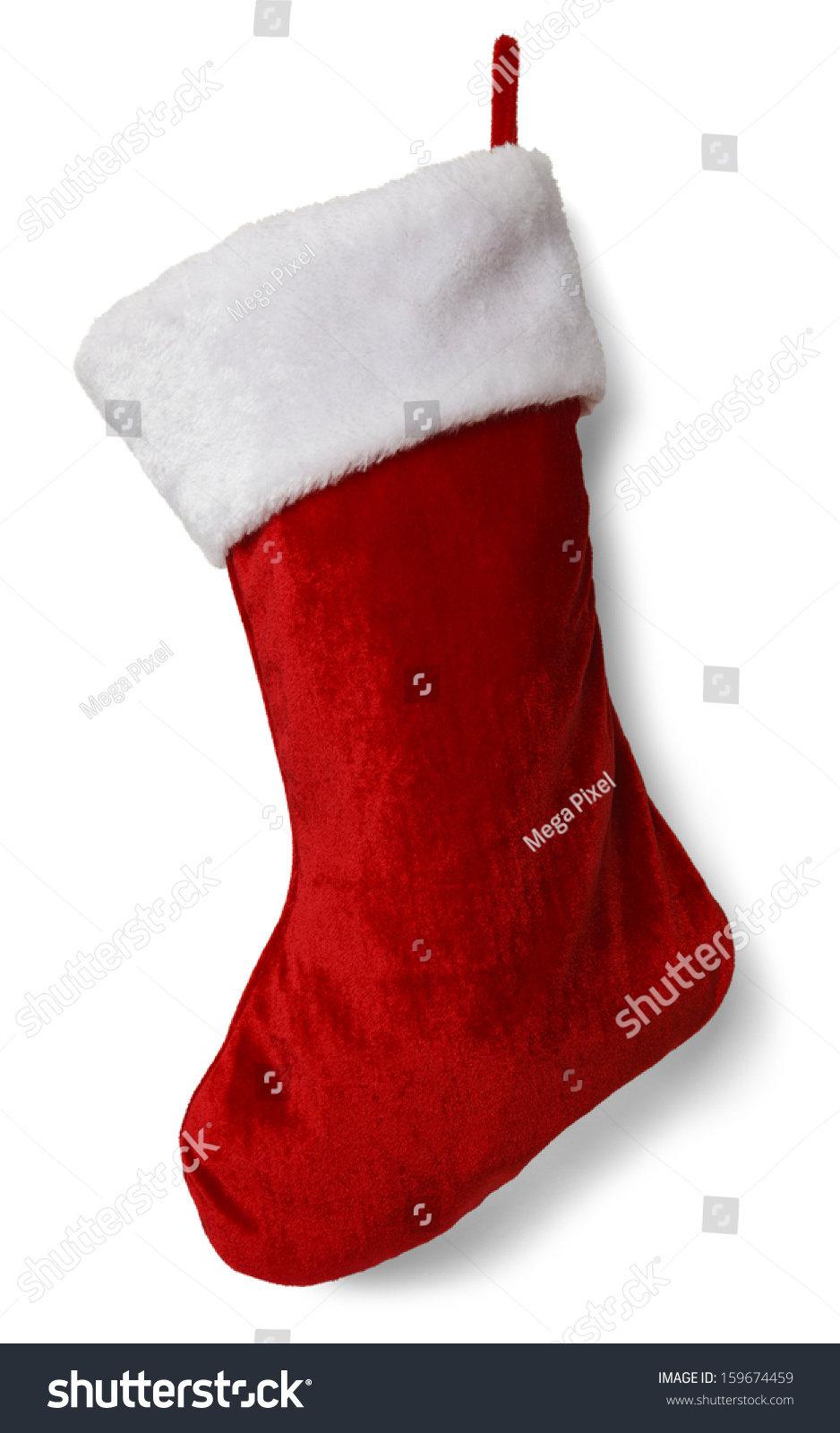 Red and White Empty  Stocking Isolated on White Background. #159674459