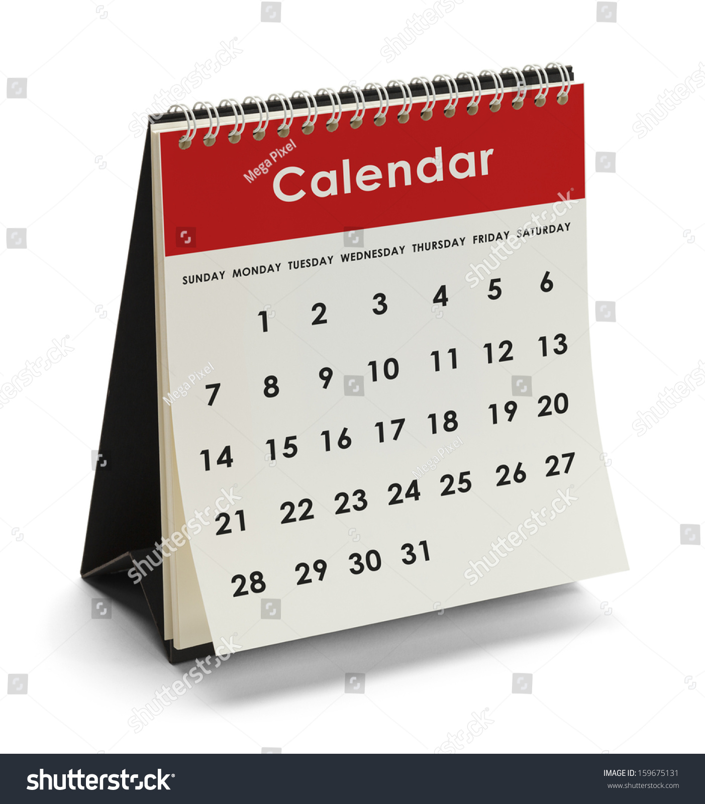 Generic Calendar With Days and Dates Isolated on White Background. #159675131