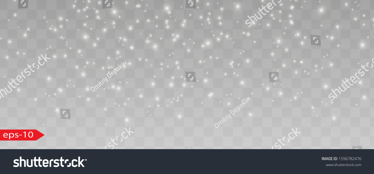 Seamless realistic falling snow or snowflakes. Isolated on transparent background - stock vector. #1596782476