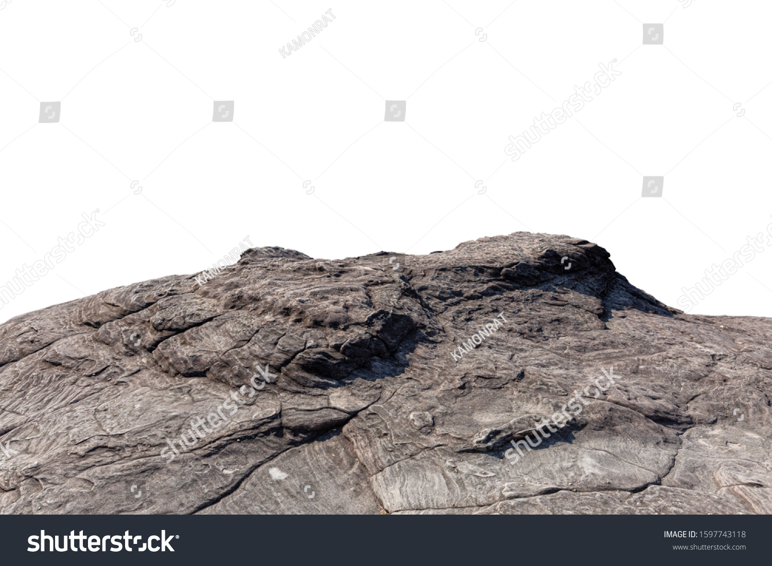 Cliff stone located part of the mountain rock isolated on white background. #1597743118
