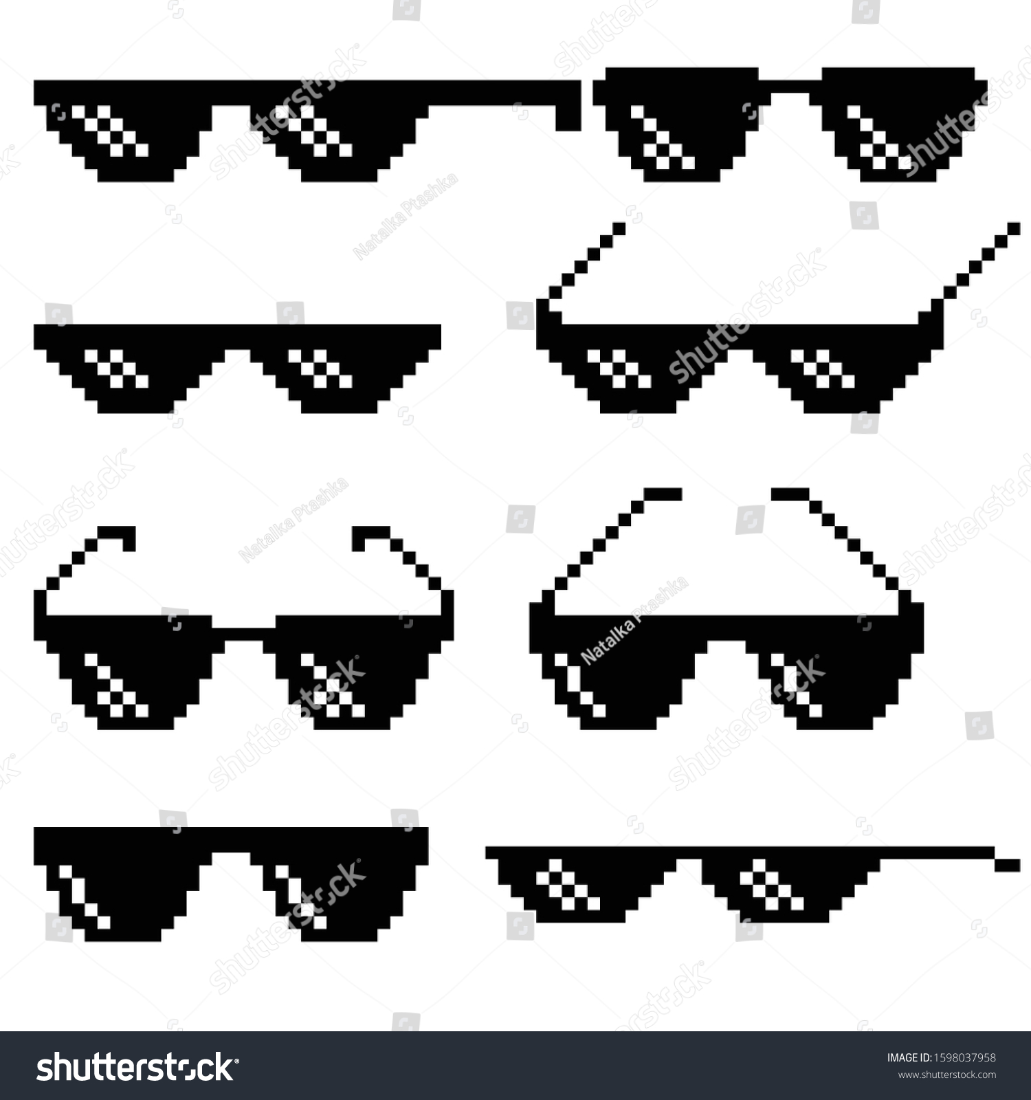 Set Of Vector Pixel Glasses Pixel Art 8 Bit Royalty Free Stock Vector 1598037958