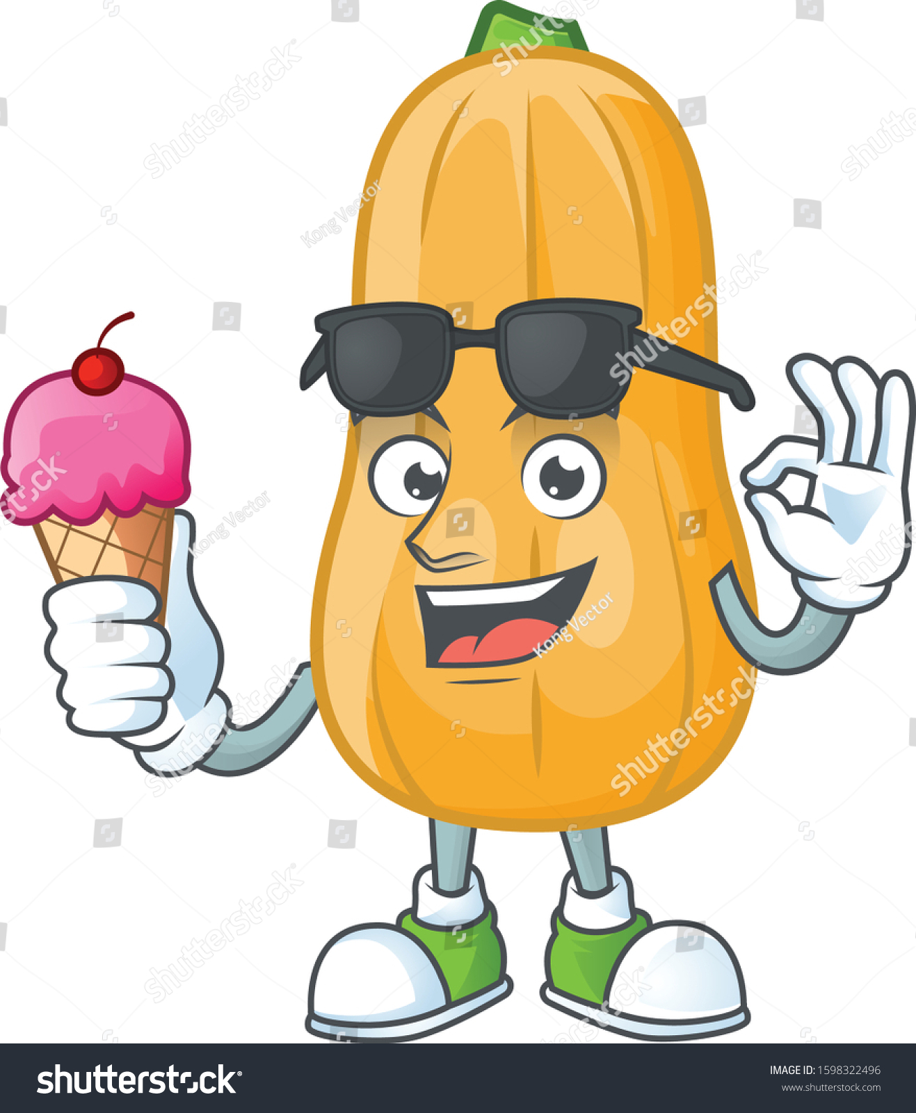 Cute butternut squash cartoon character with ice - Royalty Free Stock ...