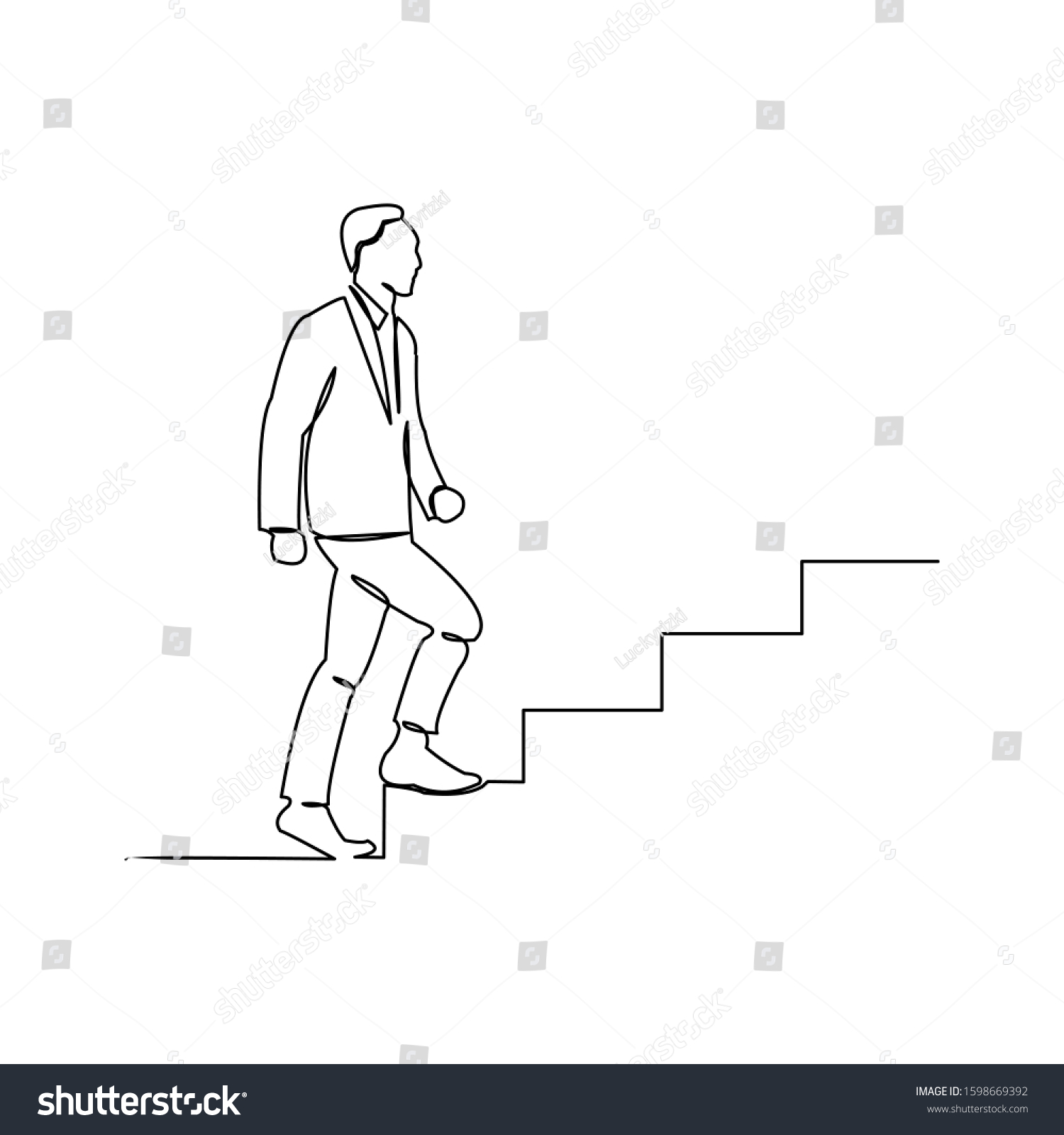 continuous line drawing of business man walk on - Royalty Free Stock ...