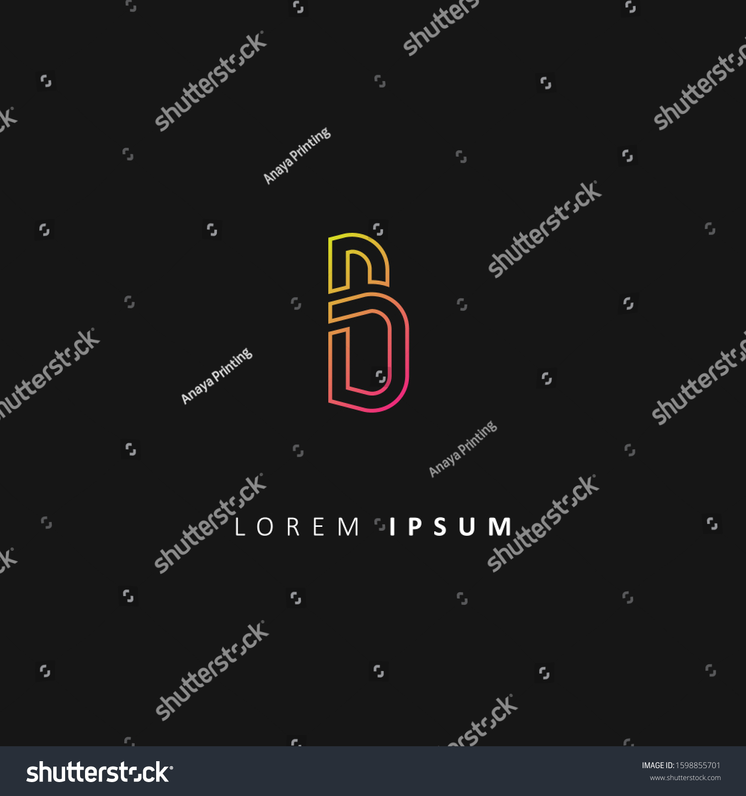 Creative Letter B Logo. Neon Color Style. Design - Royalty Free Stock ...