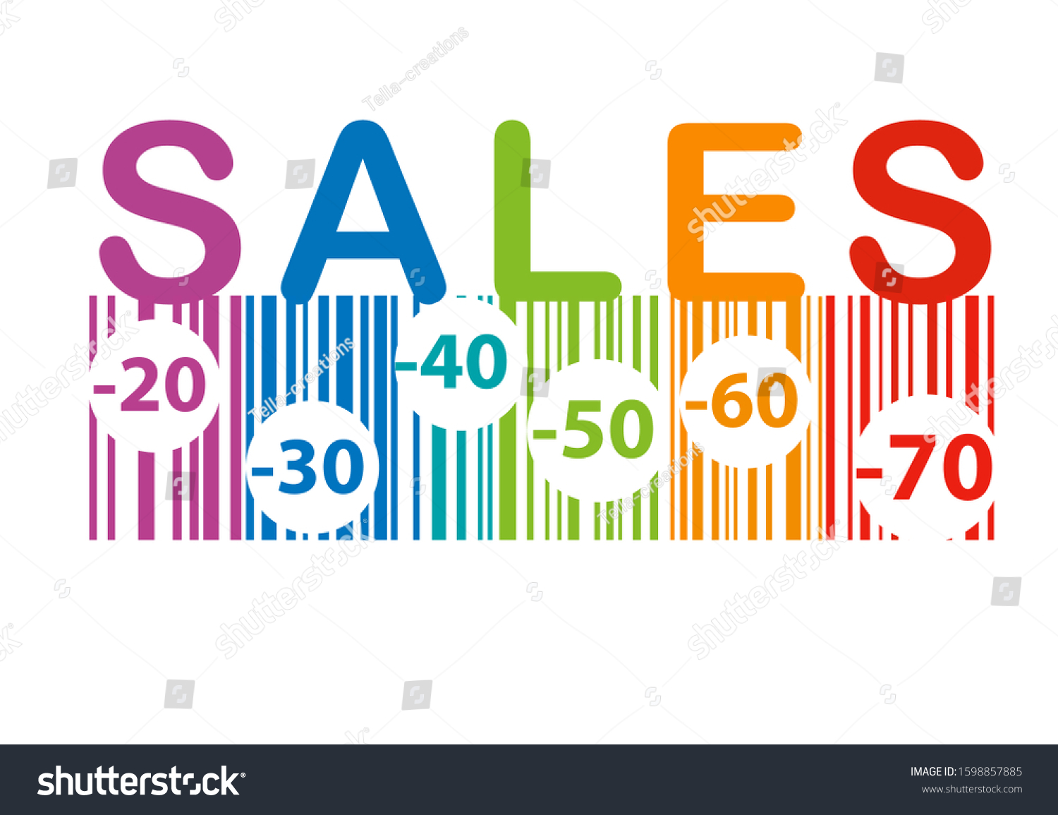  sale banner with colorful texts background, creative design for banner, flyer, vector illustration #1598857885