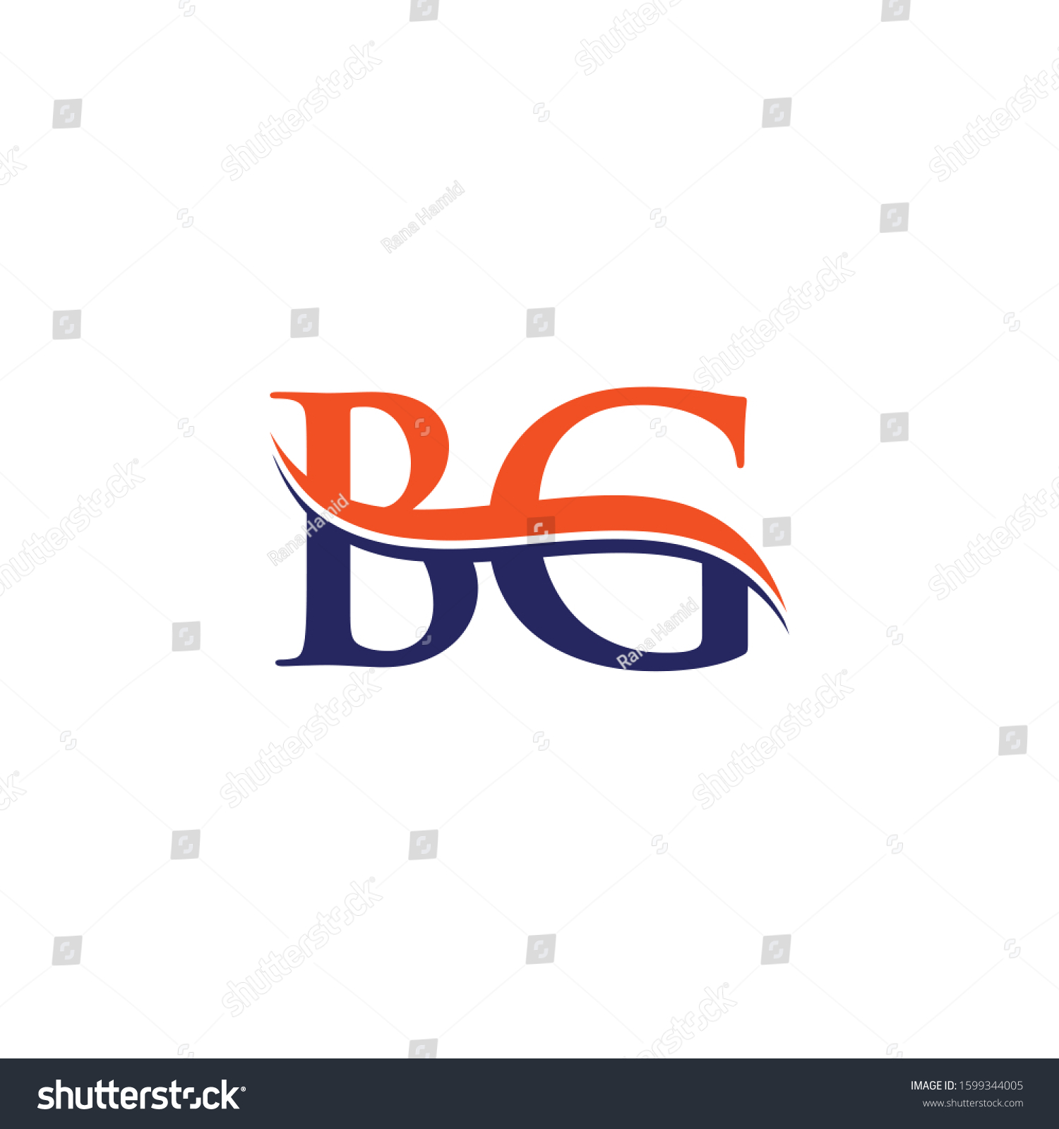 Bg Letter Logo With Modern Wave Typography Royalty Free Stock Vector