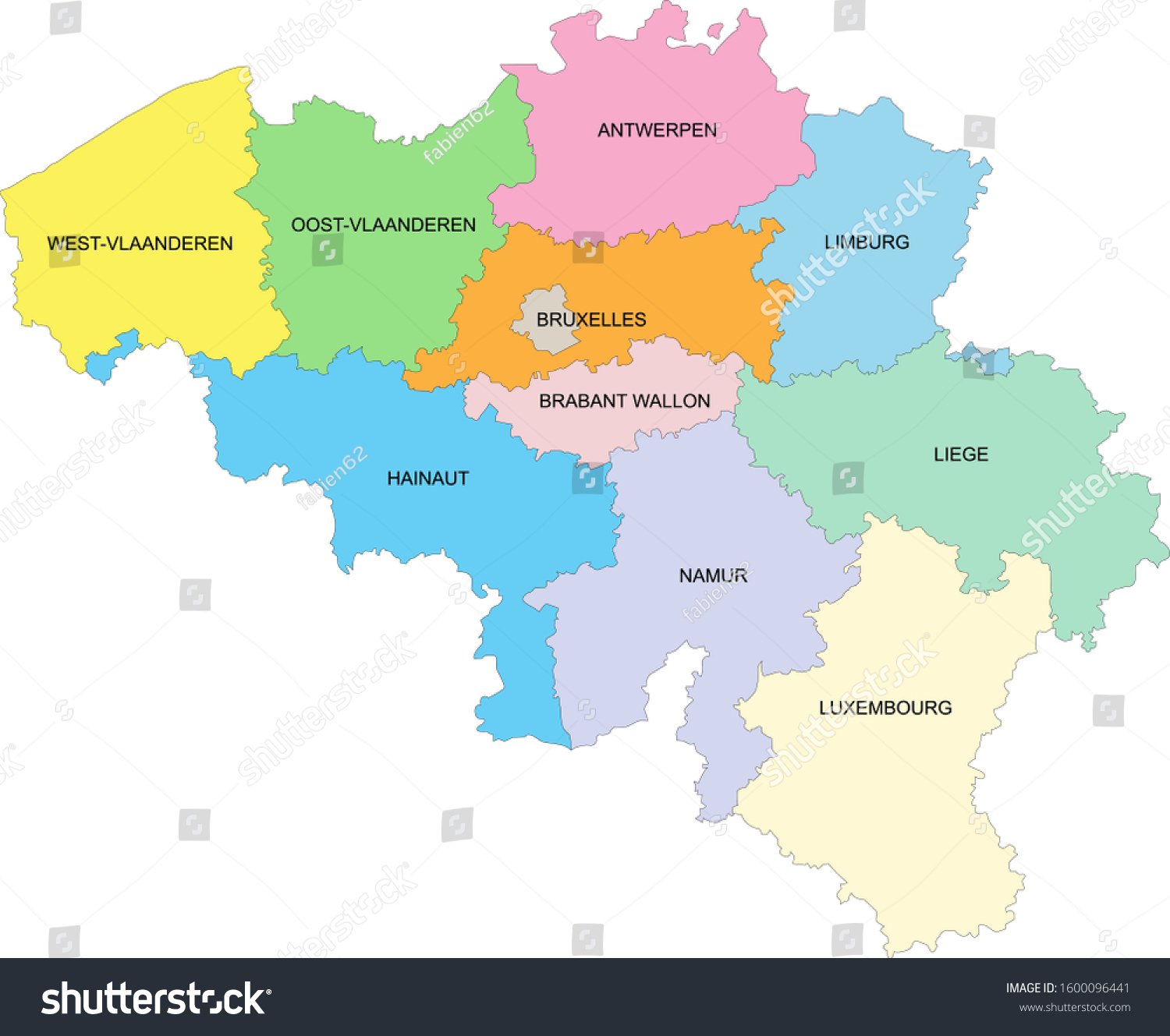 Map Of Belgium With The Different Provinces - Royalty Free Stock Vector 