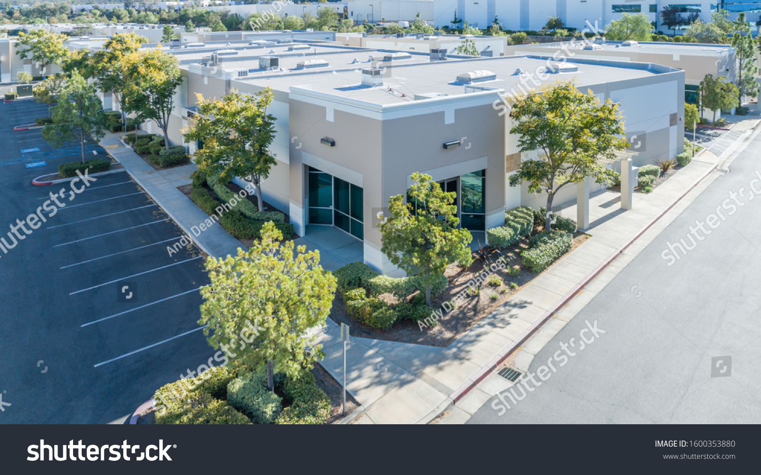 Aerial View Of Industrial Commerce Office Buildings. #1600353880