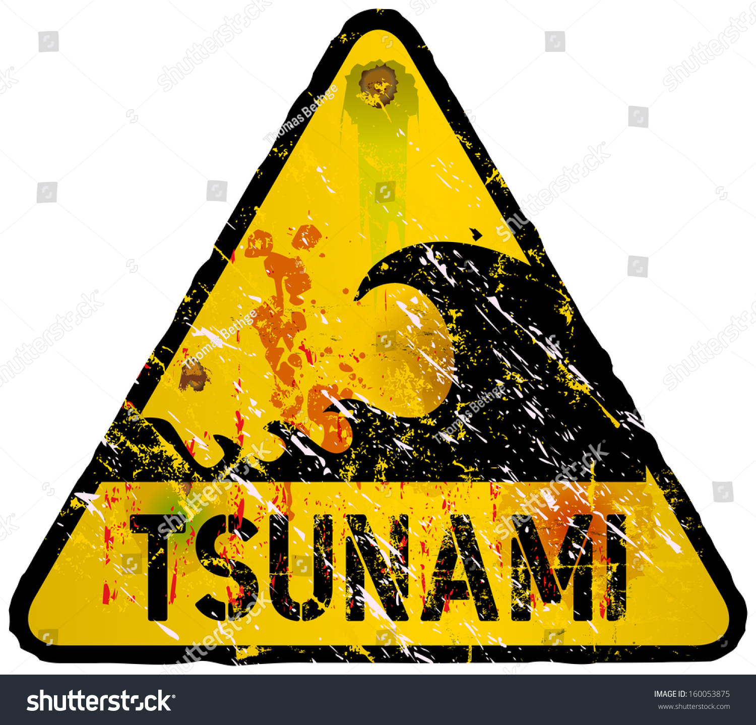 Tsunami Warning Sign Heavy Weathered Vector Royalty Free Stock Vector 160053875 3250