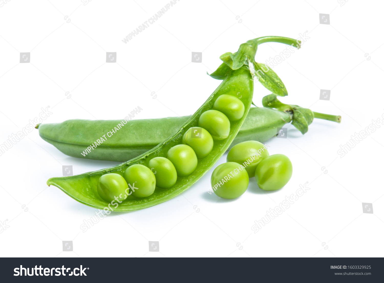 green pea vegetable bean isolated on white background #1603329925