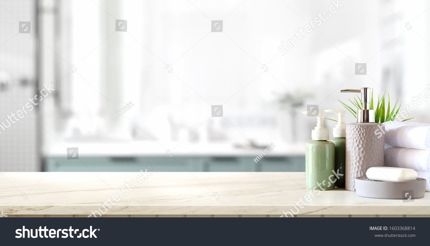 Close-up view of spa accessories on the table with spa in the background  #1603368814