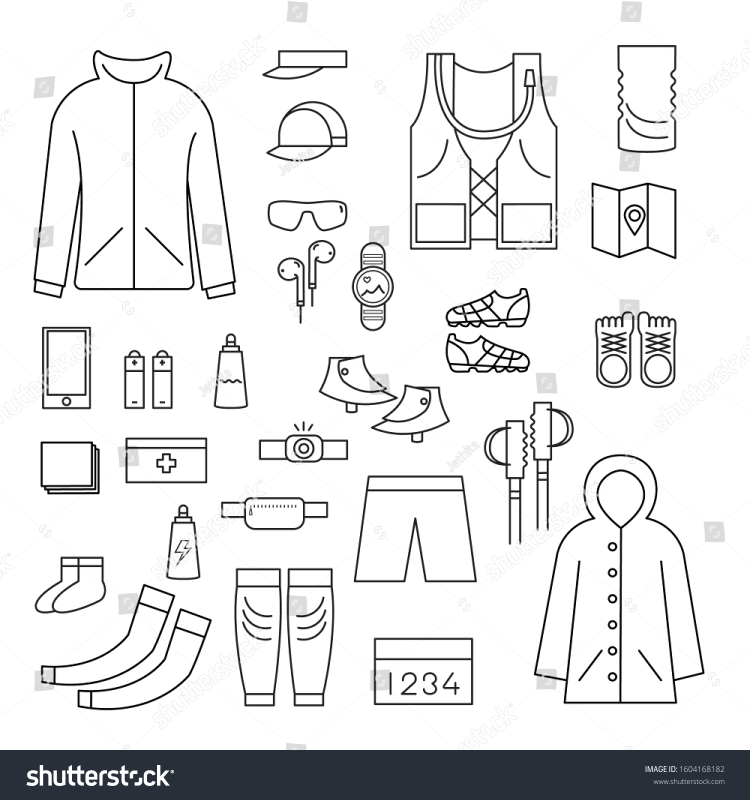 trail running mandatory gear icon Royalty Free Stock Vector