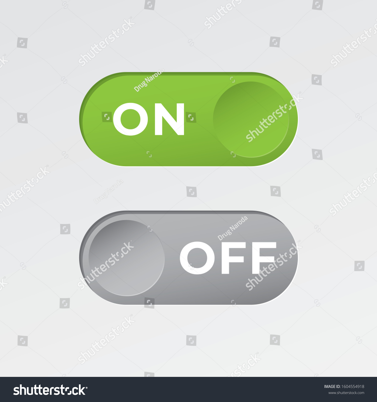 On And Off Toggle Switch Round Debossed Buttons - Royalty Free Stock 