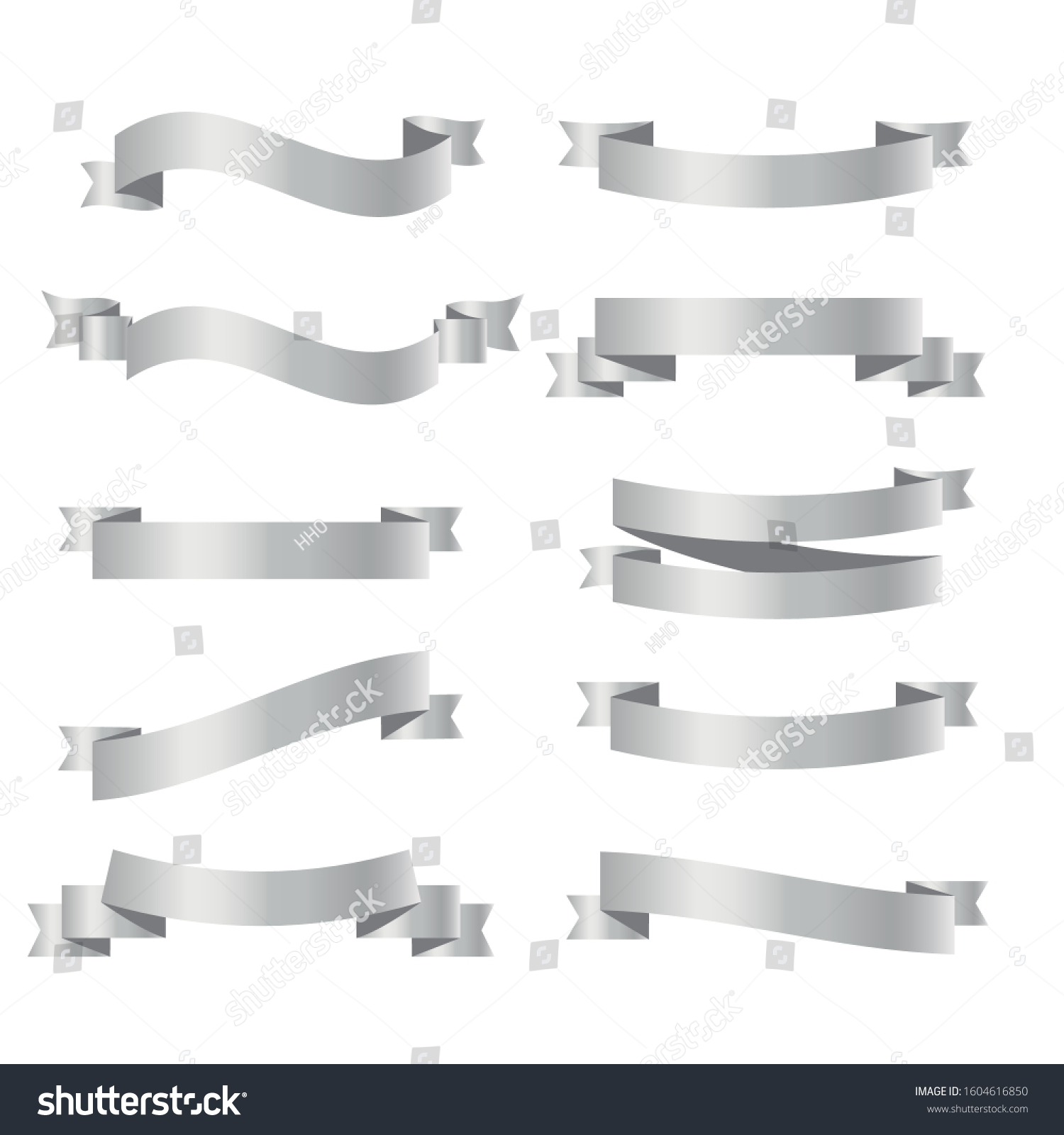 Set of silver vector ribbon banners - Royalty Free Stock Vector ...