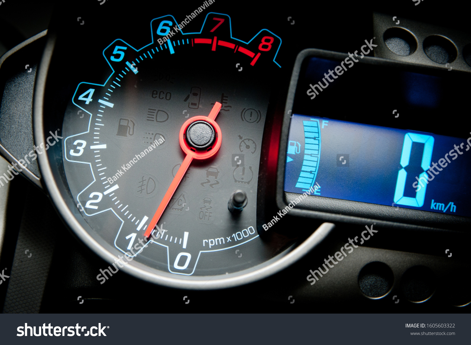 Car dashboard modern automobile control. #1605603322