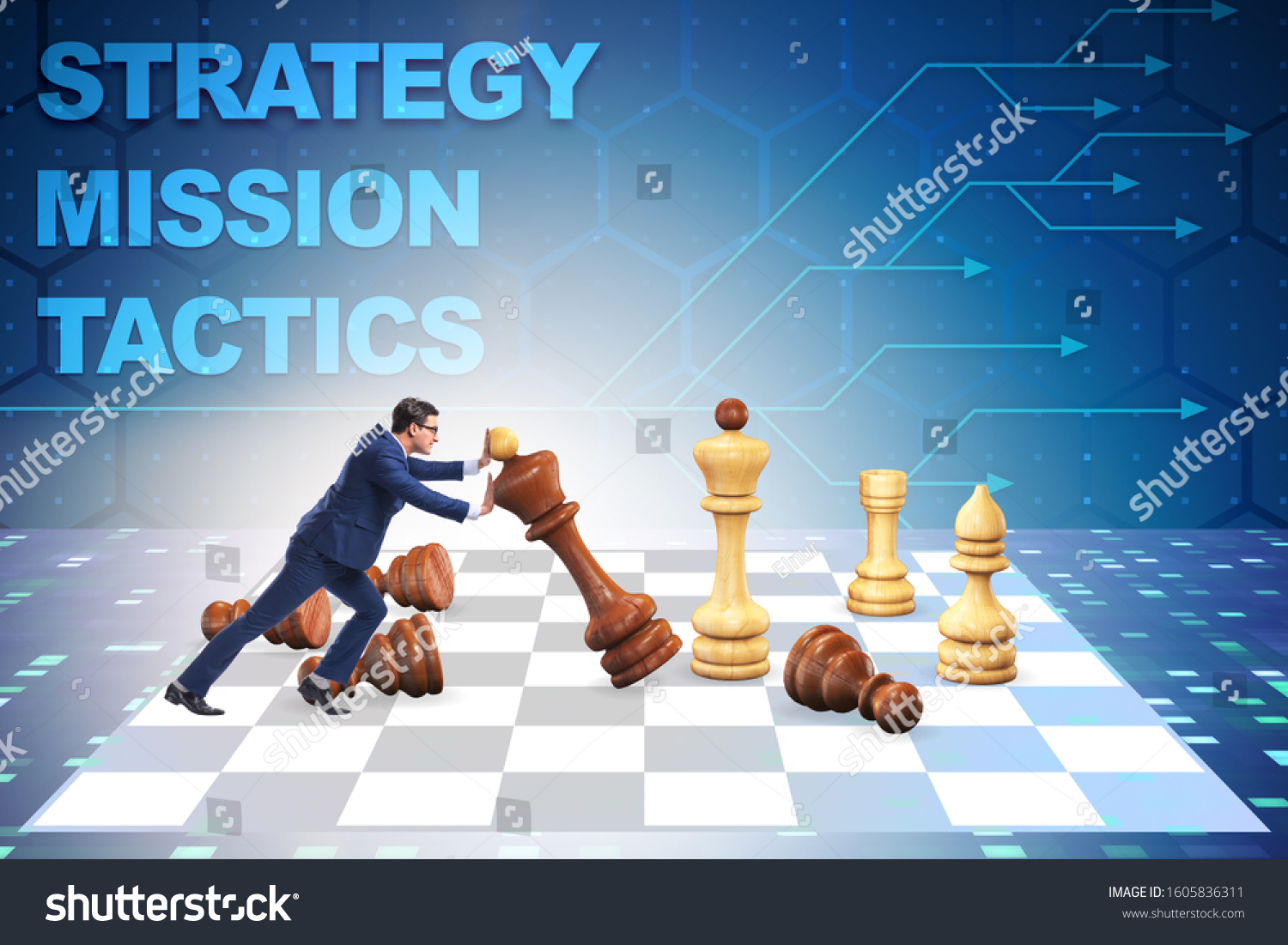 Strategy and tactics concept with businessman #1605836311
