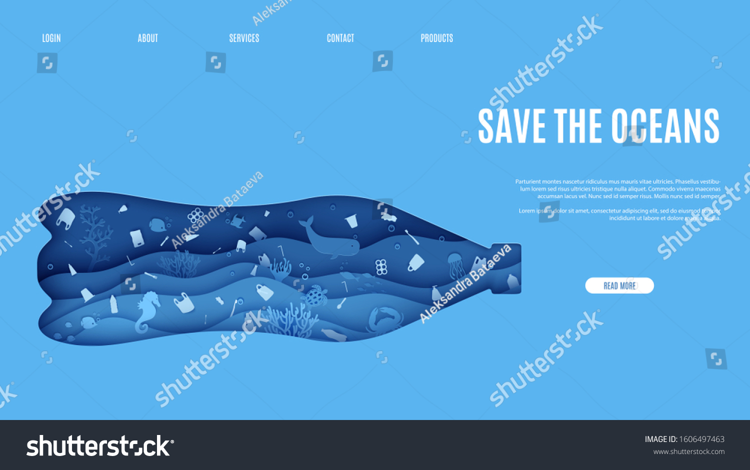 Web Page Stop Ocean Plastic Pollution Banner - Royalty Free Stock ...