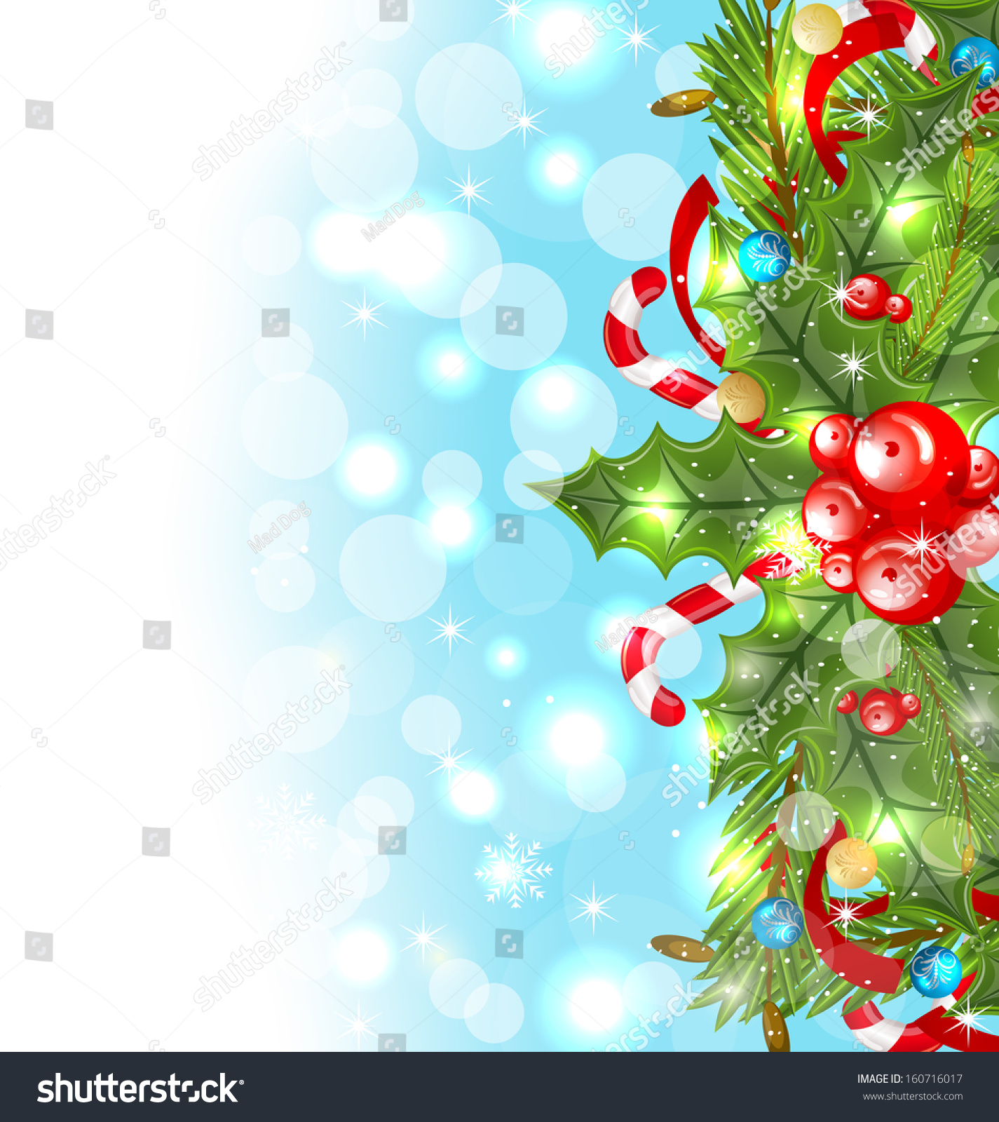 Illustration Christmas glowing background with holiday decoration - raster #160716017