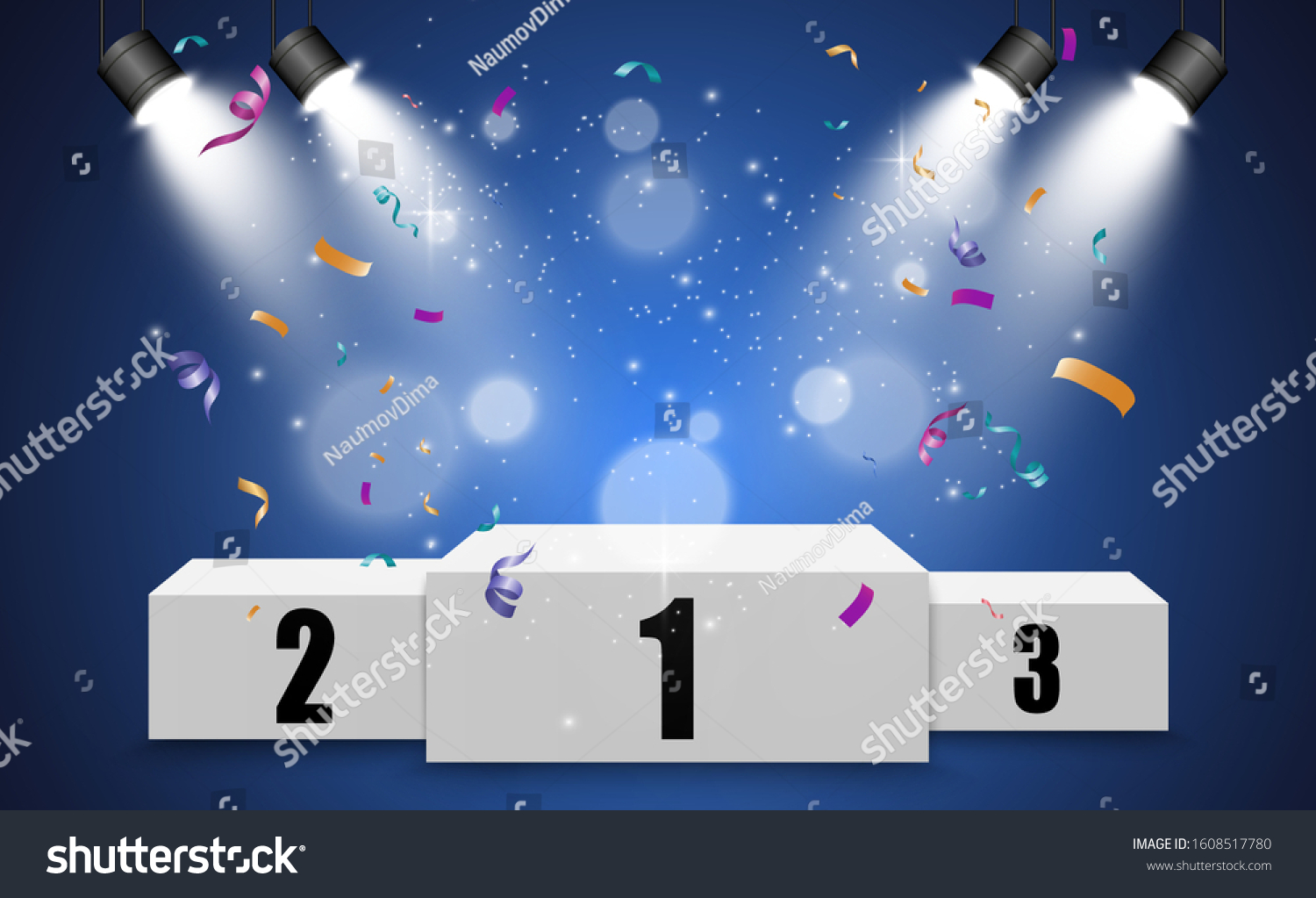 Realistic White Podium With Spotlights. Winner - Royalty Free Stock ...