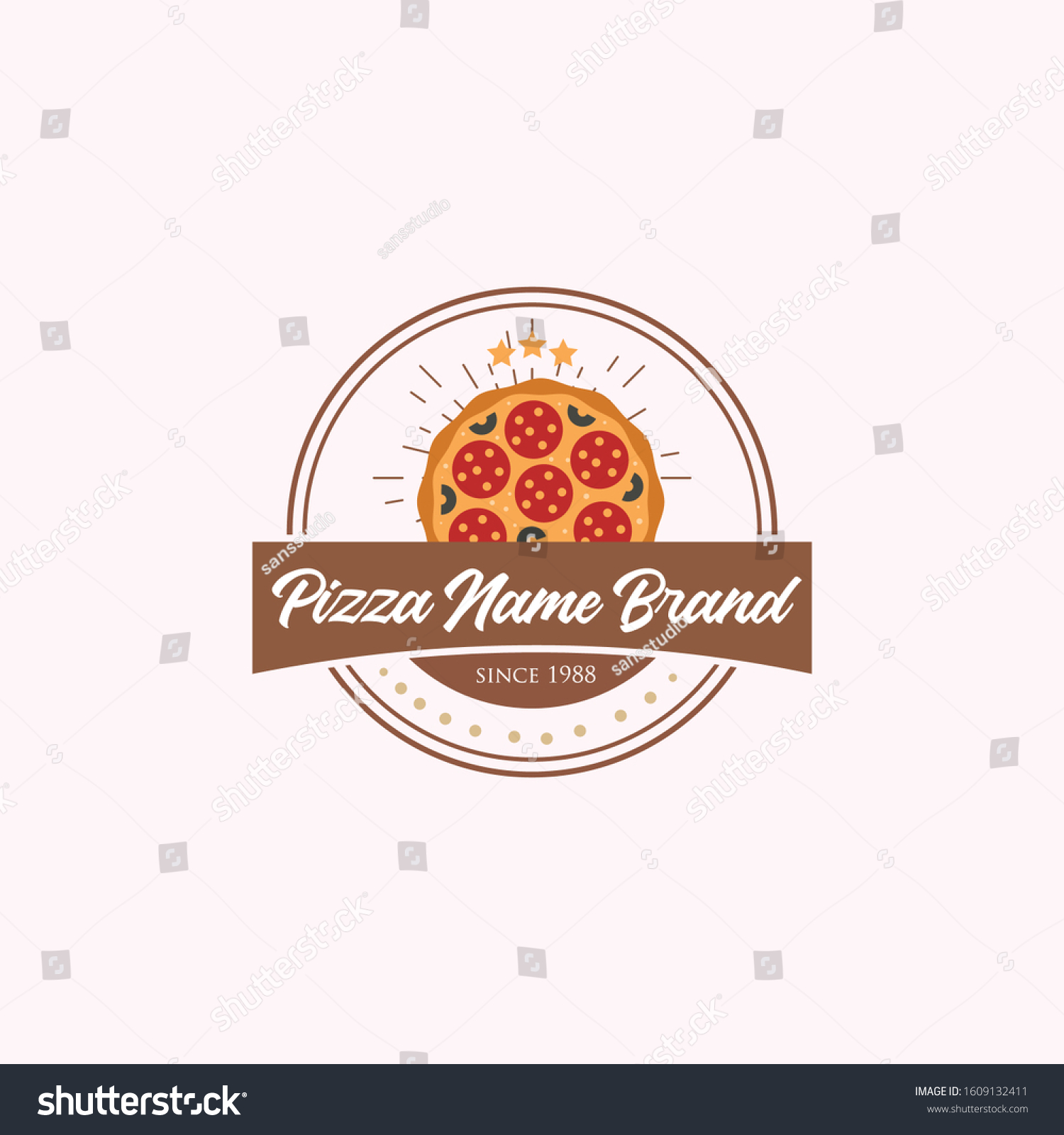 Logo Label Pizza Circle Vector Design - Royalty Free Stock Vector 