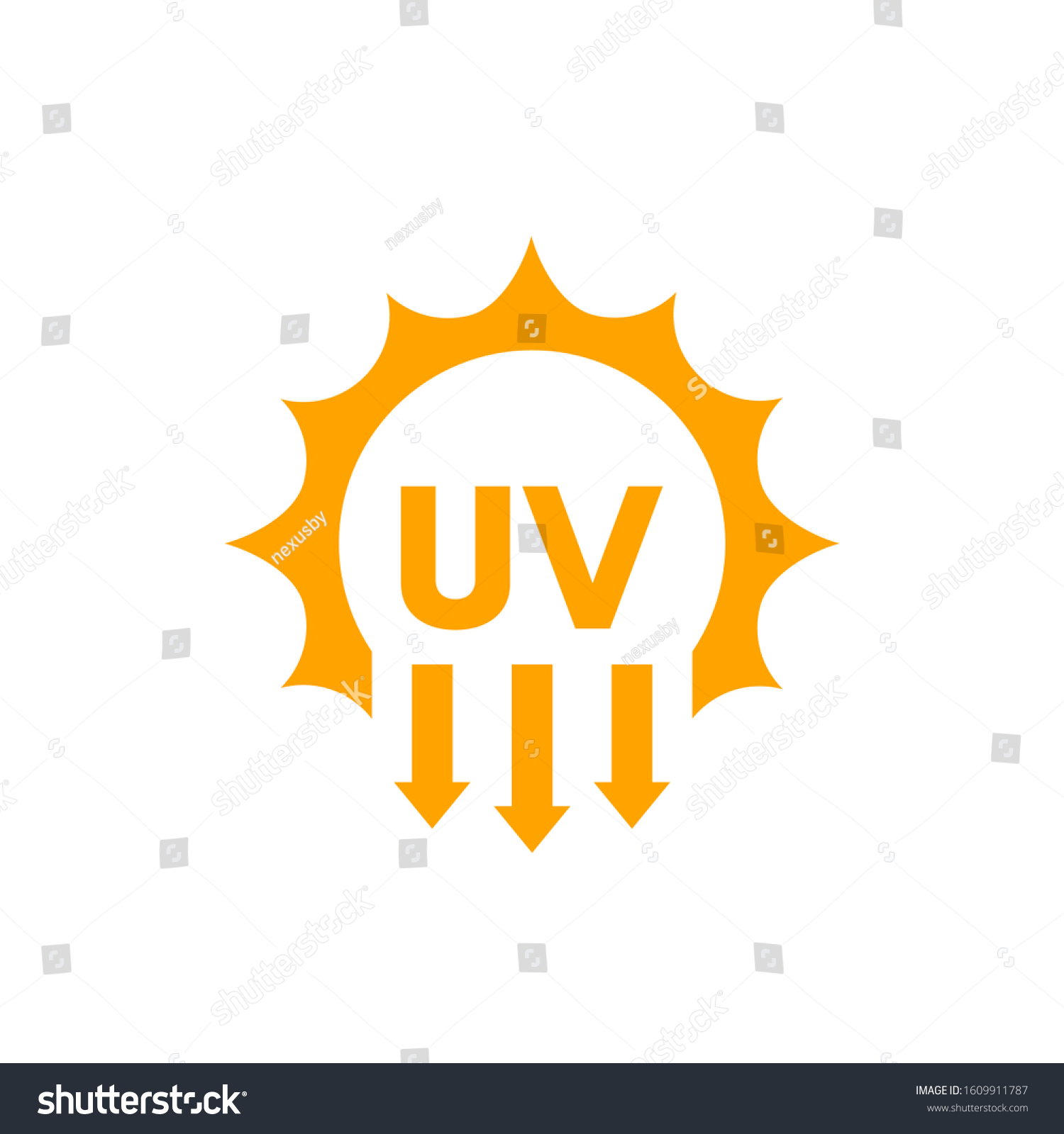 UV radiation, solar ultraviolet light vector icon #1609911787