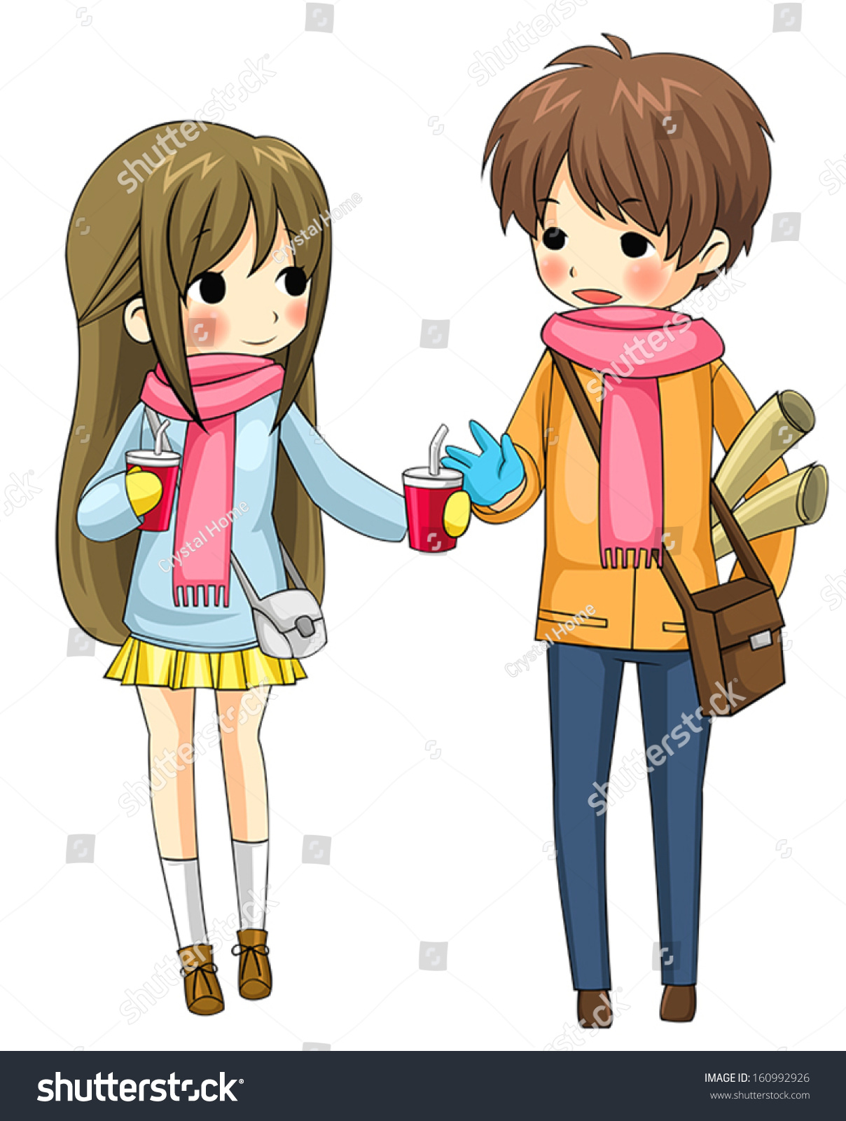 Cute Cartoon Teenage Young Lover Couple Royalty Free Stock Vector Avopix Com