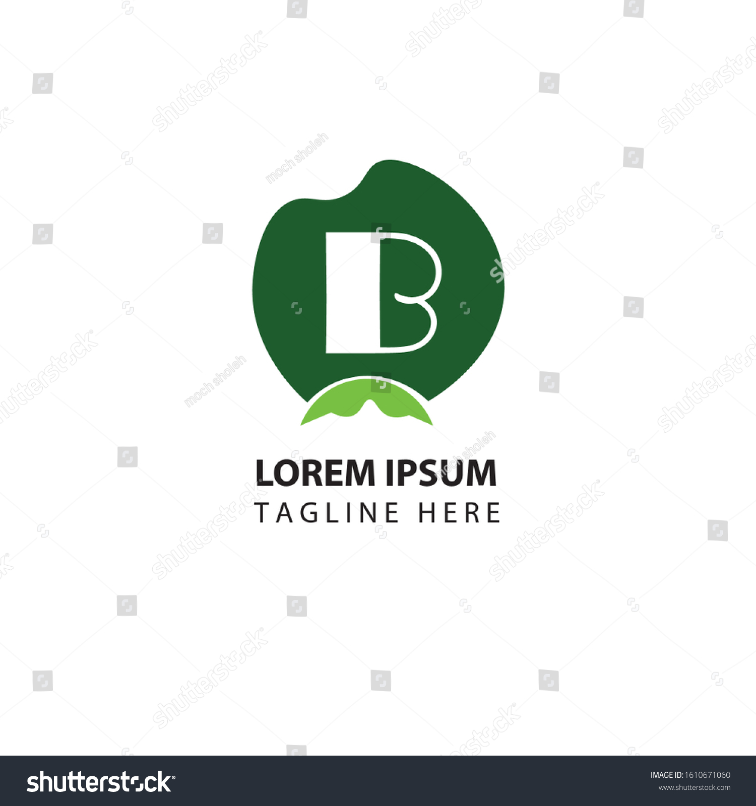 B Letter With Green Leaves Eco Logo - Royalty Free Stock Vector ...